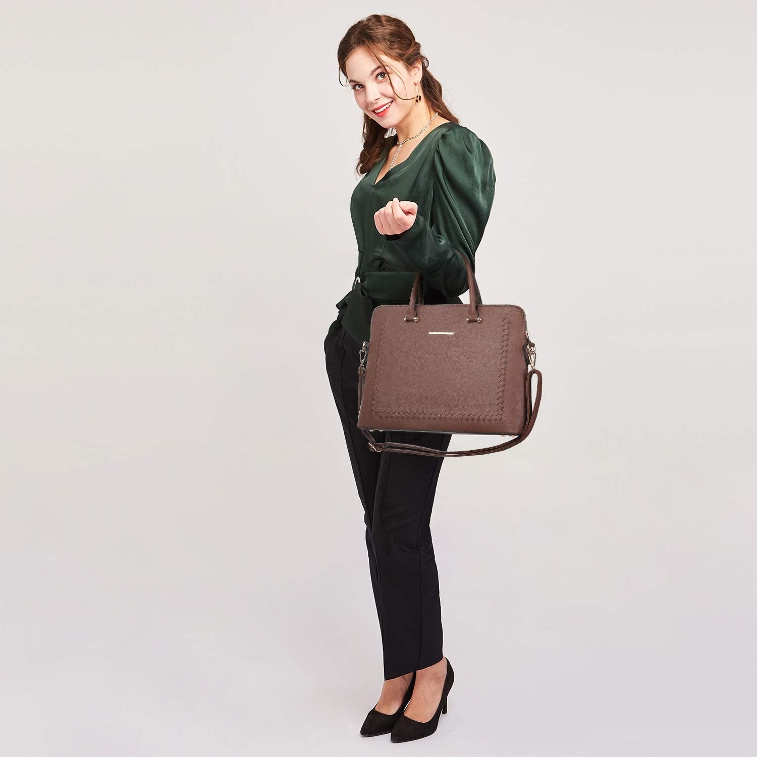 Laptop Bag for Women 14 Inch Computer Shoulder Bag Large Capacity Messenger Bag Business Office Professional Work Tote