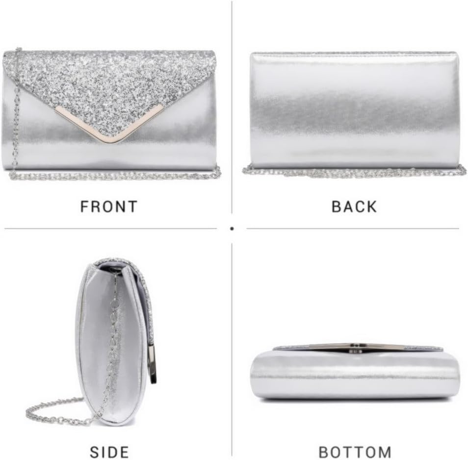 Women Evening Bags Formal Clutch Purses for Wedding Party Prom Handbags with Shoulder Strap and Glitter Flap | Formal, Wedding Party, Prom, with Shoulder Strap, Glitter Flap, Formal