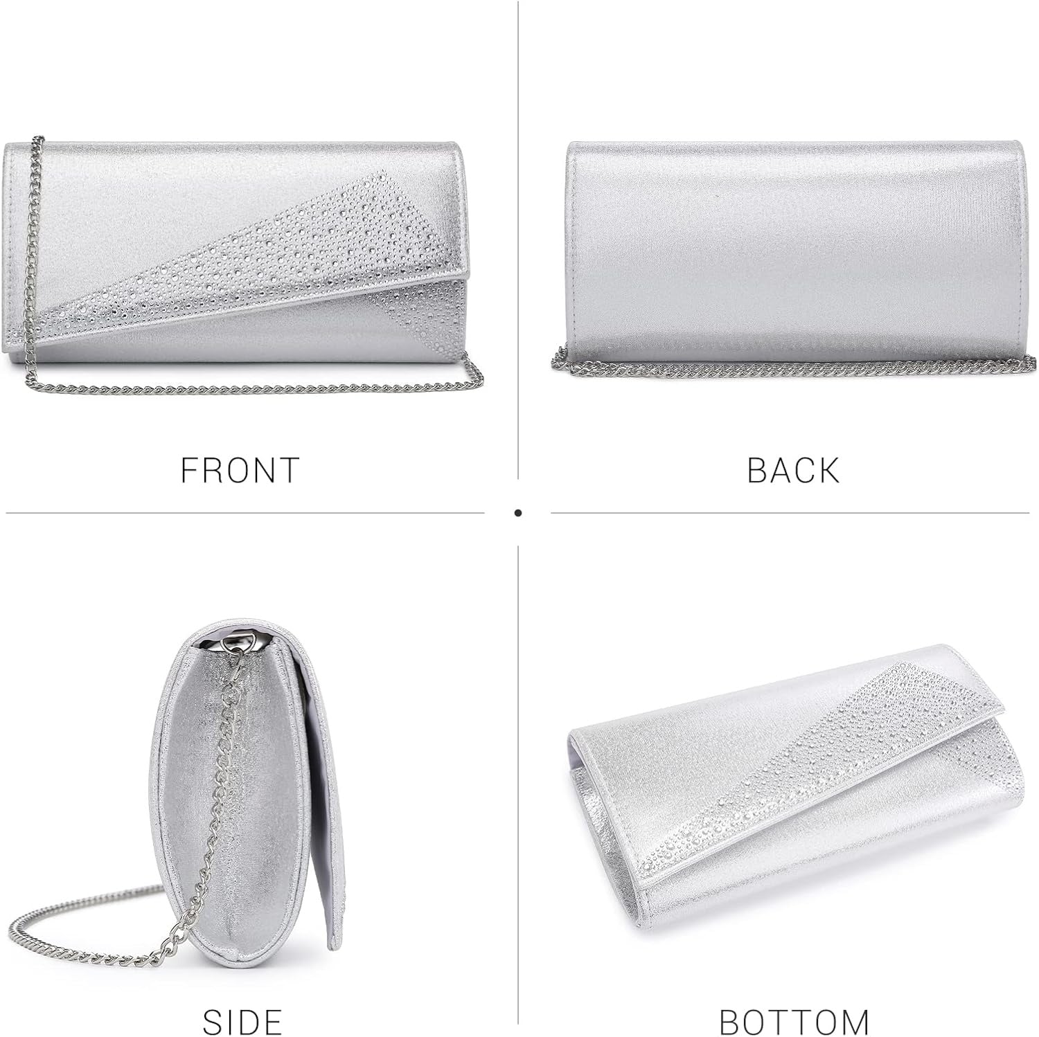 Women's Satin Rhinestone Clutch Evening Bags Sparkle Glitter Shiny Purse Handbag for Party Wedding Cocktail Prom