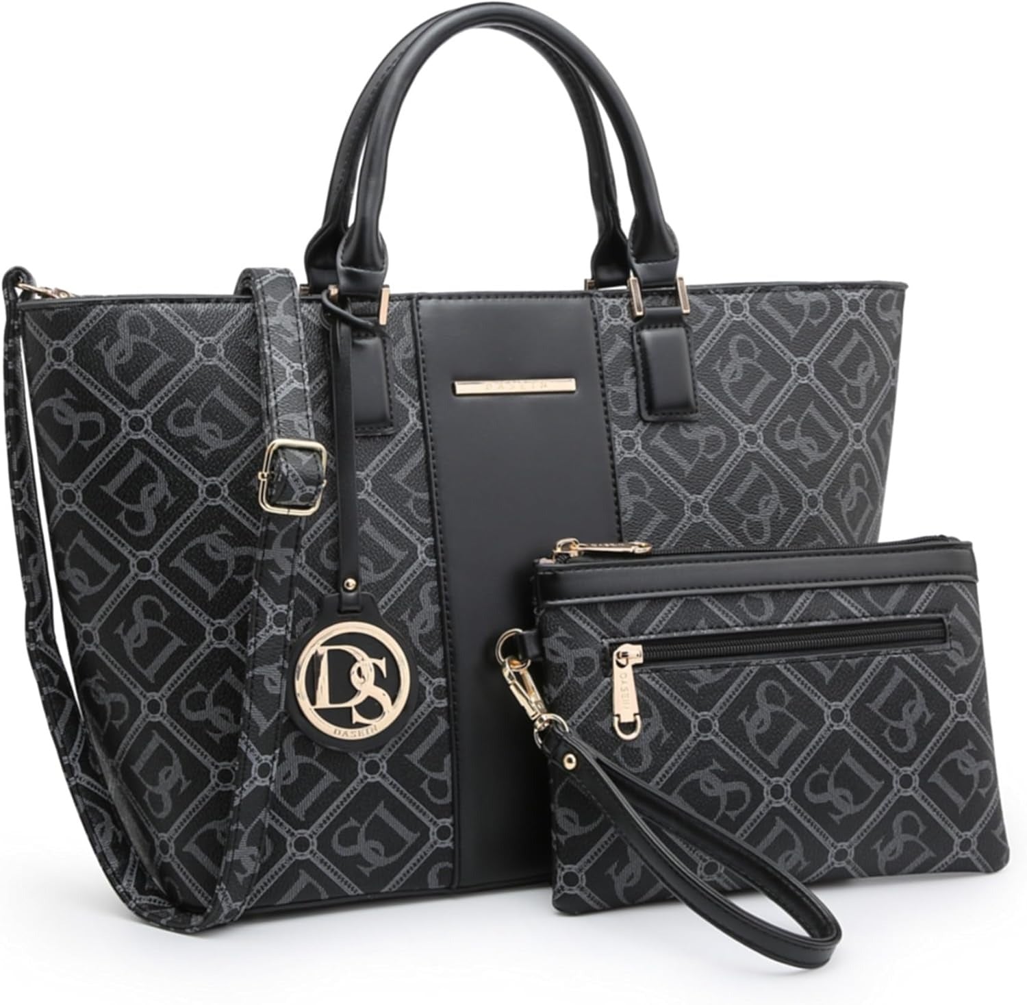 Women Satchel Purse Handbag Shoulder Bag Work Tote Bag with Matching Clutch