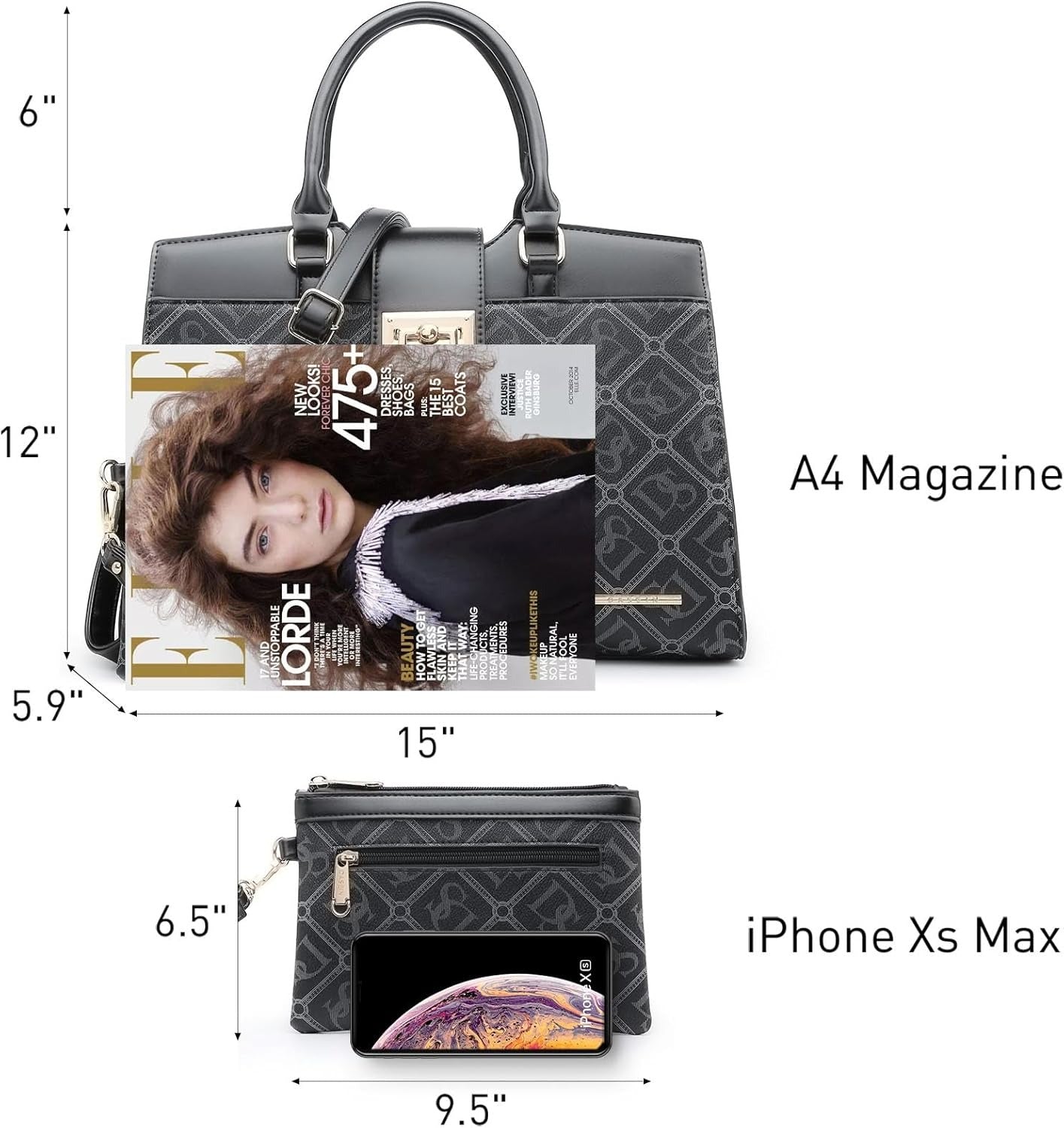 Handbags for Women Purses Monogram Satchel Purse Large Tote Ladies Handbag Shoulder Bags Top Handle Work Bag