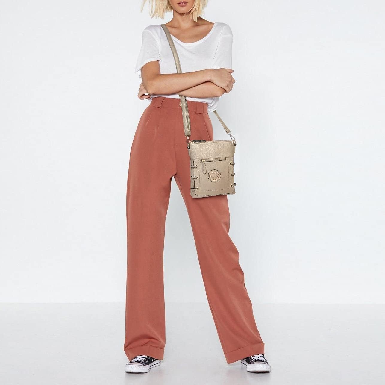 Women Lightweight Shoulder Purse Soft PU Leather Crossbody Bag Multi Pocket Travel Purses with Double Zipper