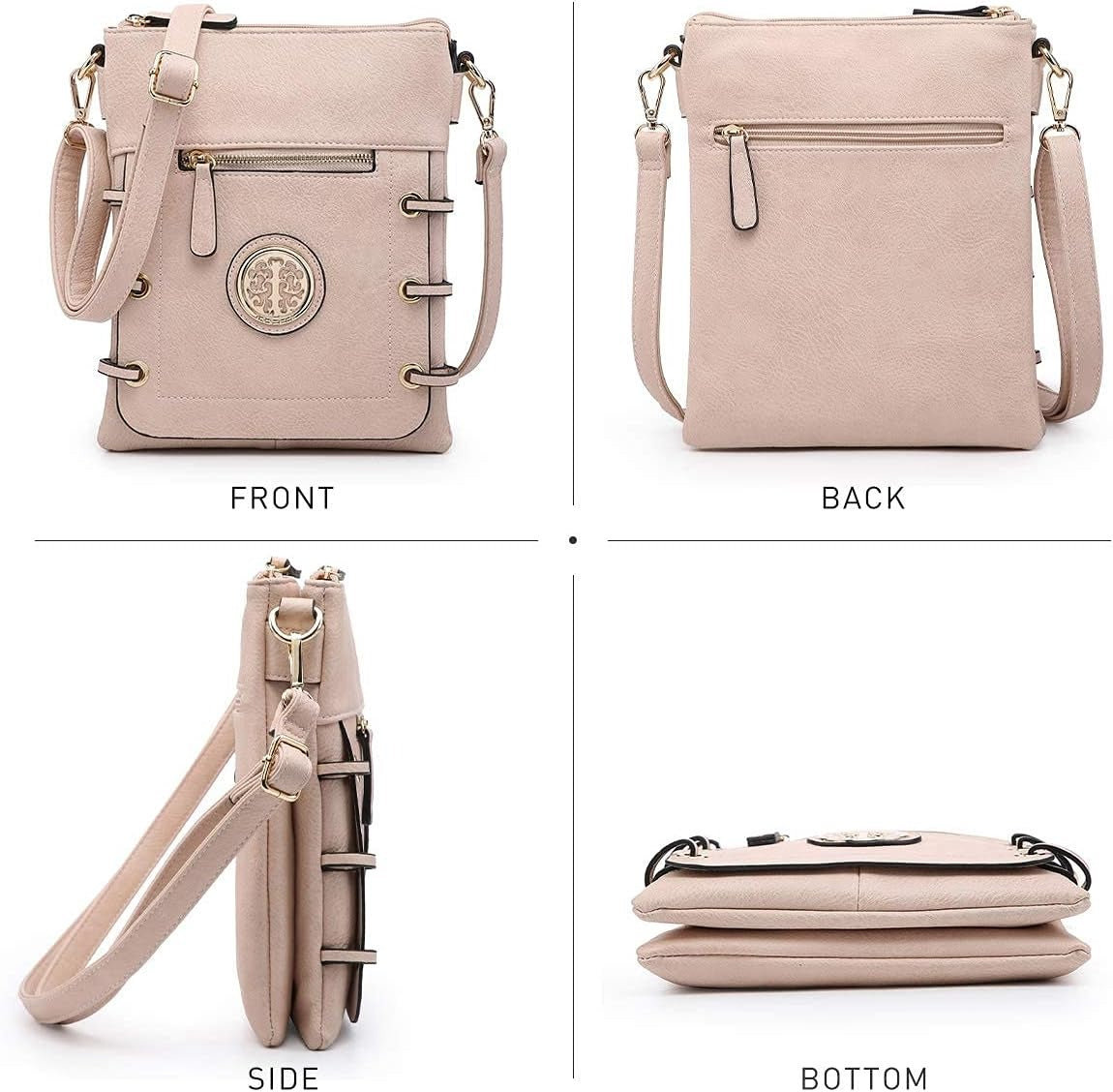 Women Lightweight Shoulder Purse Soft PU Leather Crossbody Bag Multi Pocket Travel Purses with Double Zipper