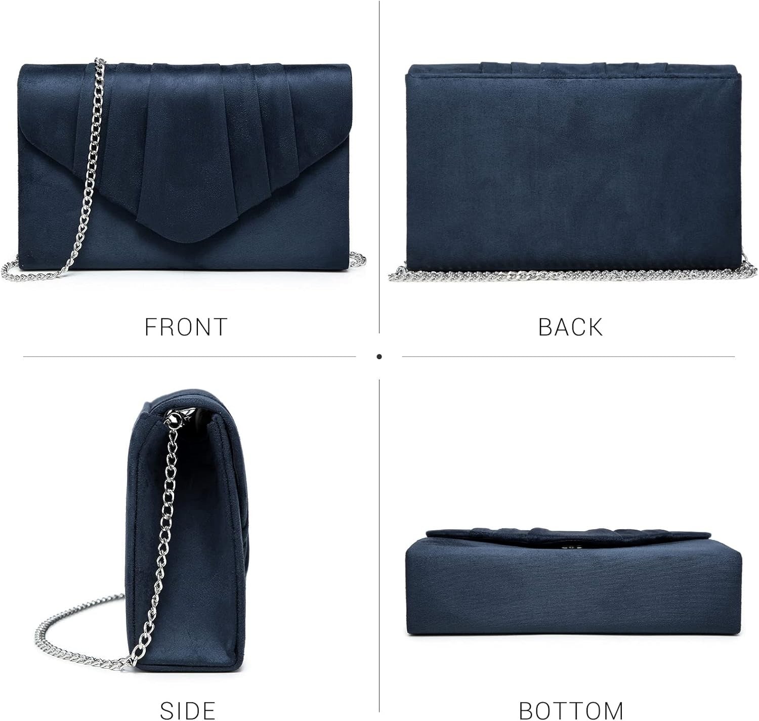 Women's Evening Bag Pleated Envelope Clutch Handbag Wedding Party Bridal Purse