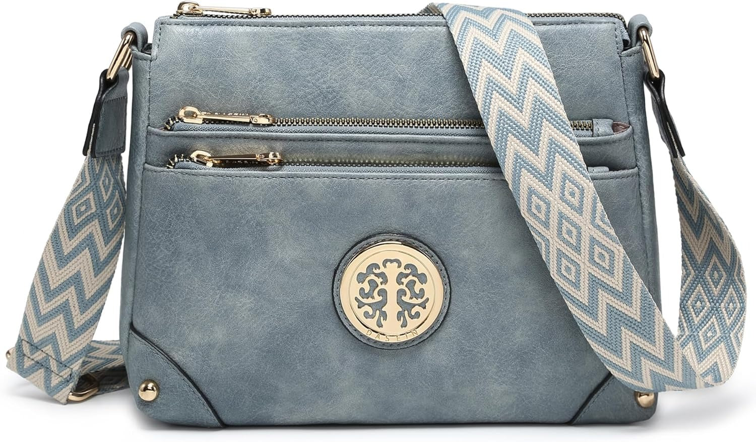 Crossbody Purses for Women Trendy Multi Pockets Shoulder Bag Medium Handbags with Guitar Strap