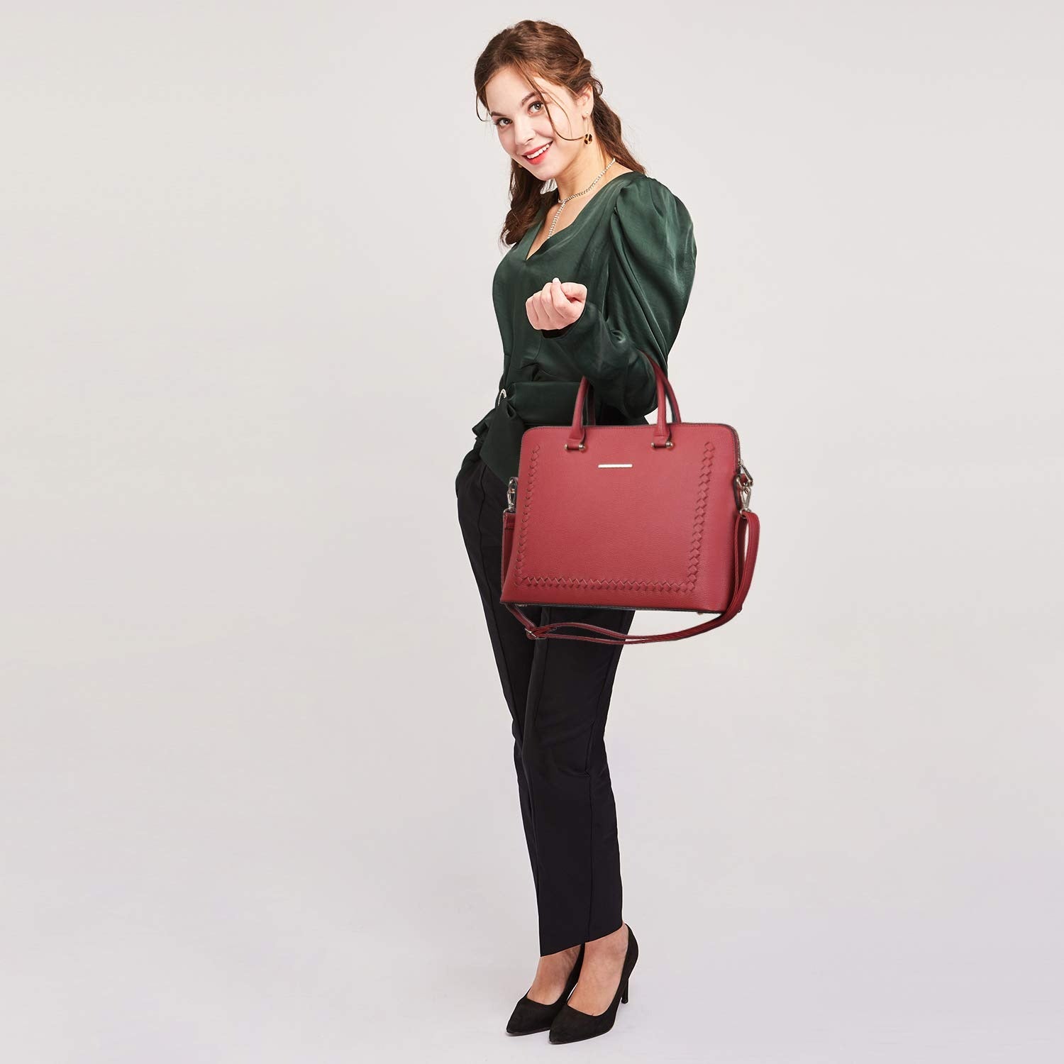 Laptop Bag for Women 14 Inch Computer Shoulder Bag Large Capacity Messenger Bag Business Office Professional Work Tote