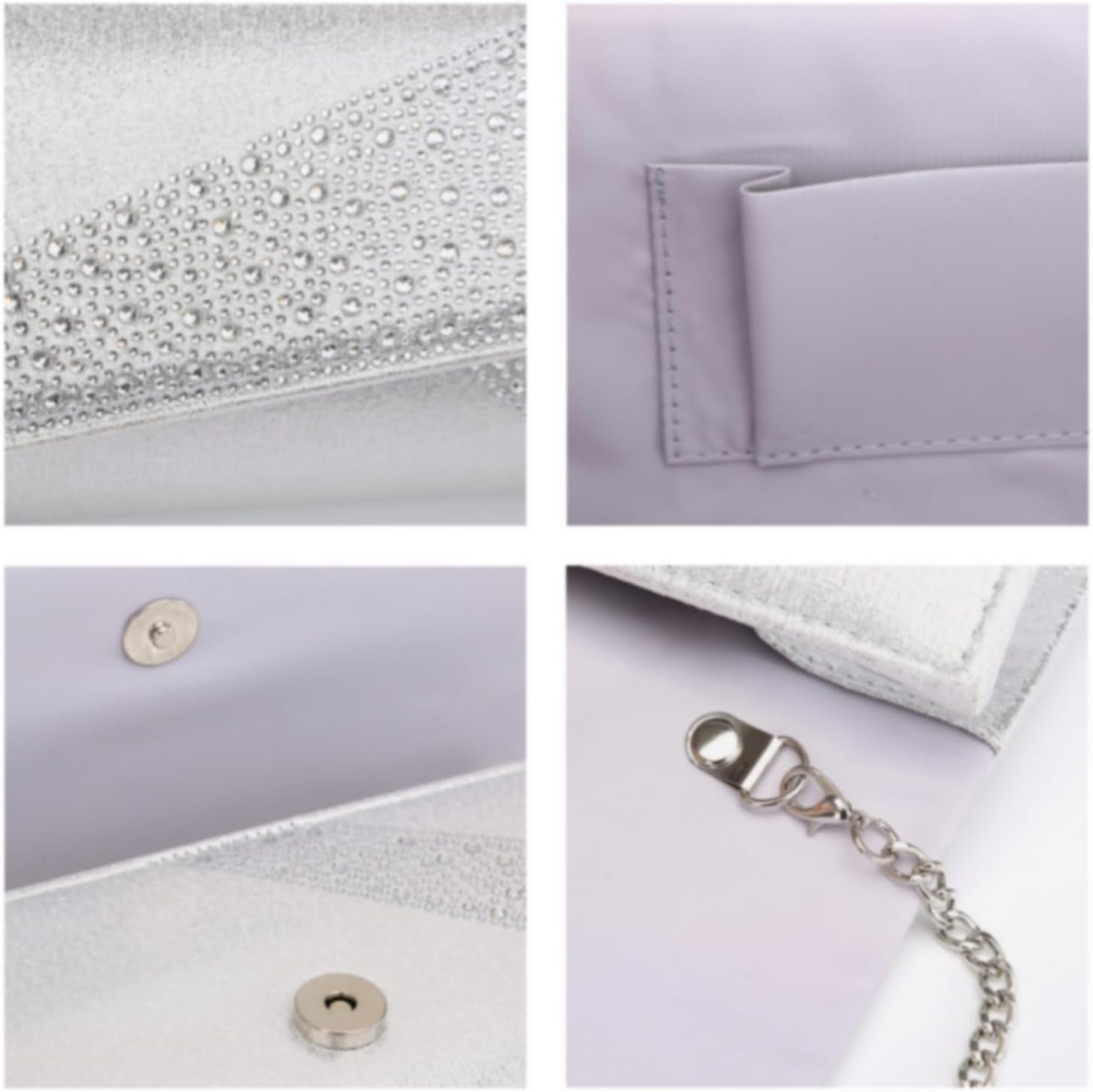 Women's Satin Rhinestone Clutch Evening Bags Sparkle Glitter Shiny Purse Handbag for Party Wedding Cocktail Prom