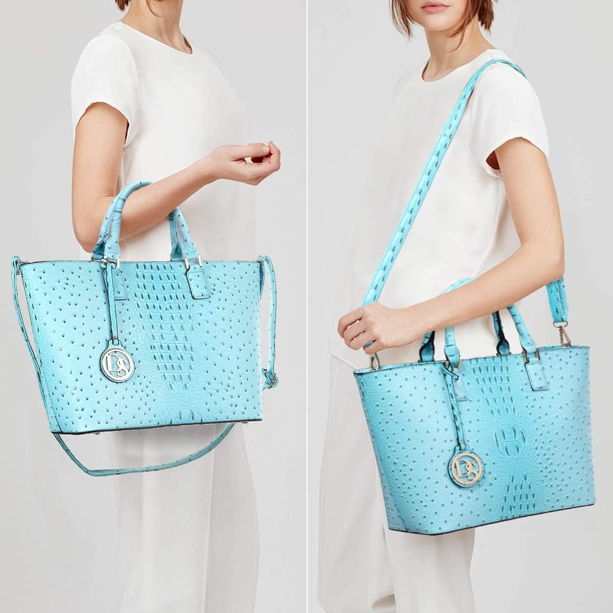 Women Satchel Purse Handbag Shoulder Bag Work Tote Bag with Matching Clutch