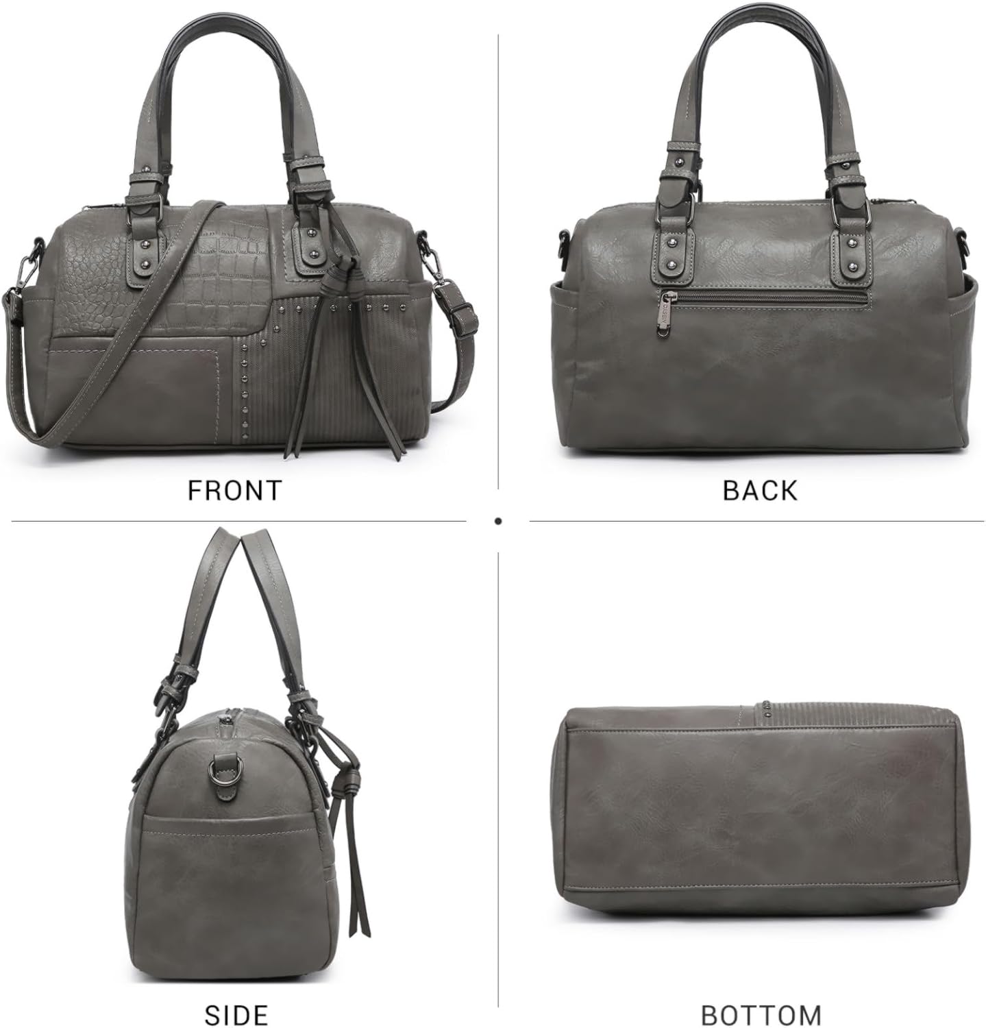 Women Soft Vegan Leather Barrel Bags Large Hobo Top Handle Work Totes Satchel Handbags Shoulder Purse