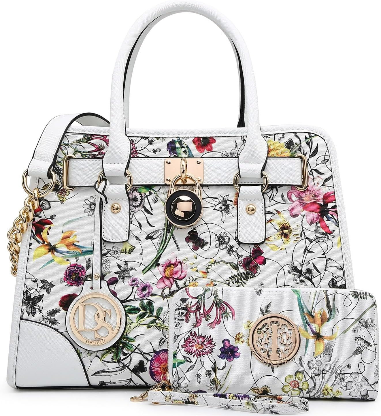Women Flower Handbags Top Handle Satchel Purse Shoulder Bag Hobo Bag Work Bag Set
