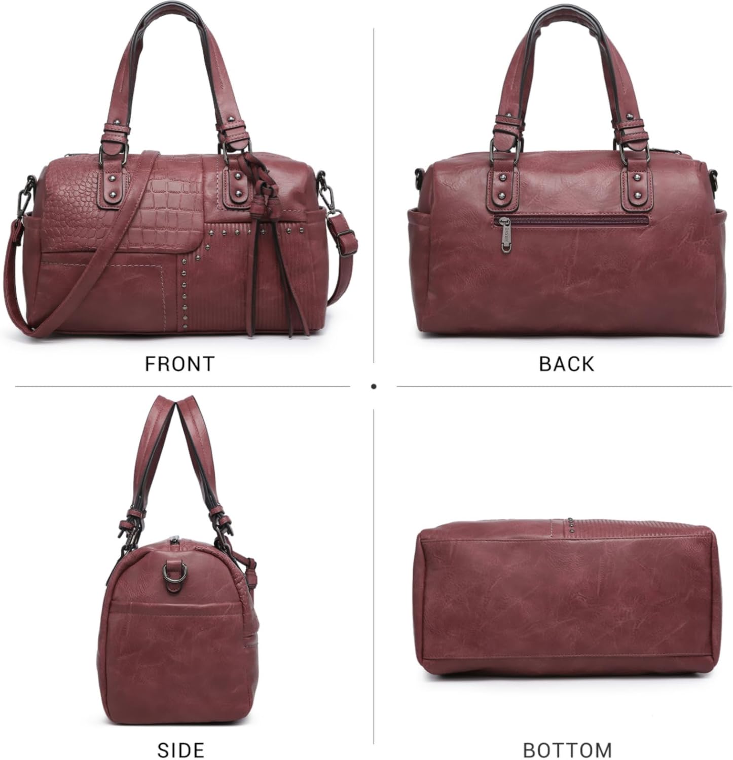 Women Soft Vegan Leather Barrel Bags Large Hobo Top Handle Work Totes Satchel Handbags Shoulder Purse