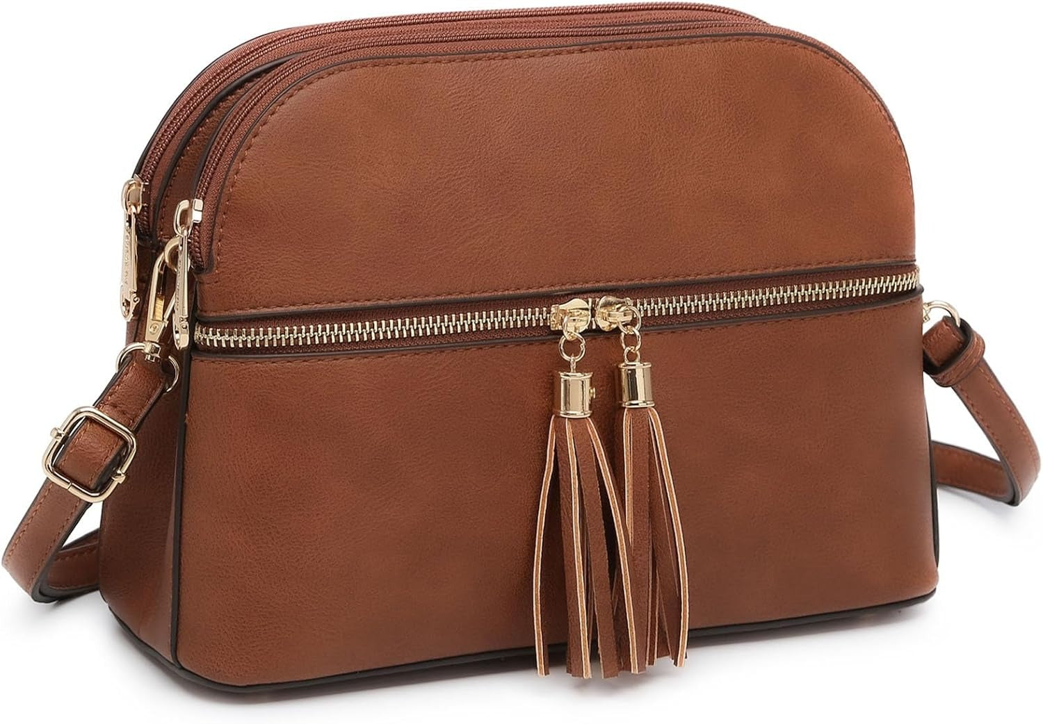 Women Tassel Zipper Pocket Crossbody Bag Shoulder Purse Fashion Travel Bag with Multi Pockets