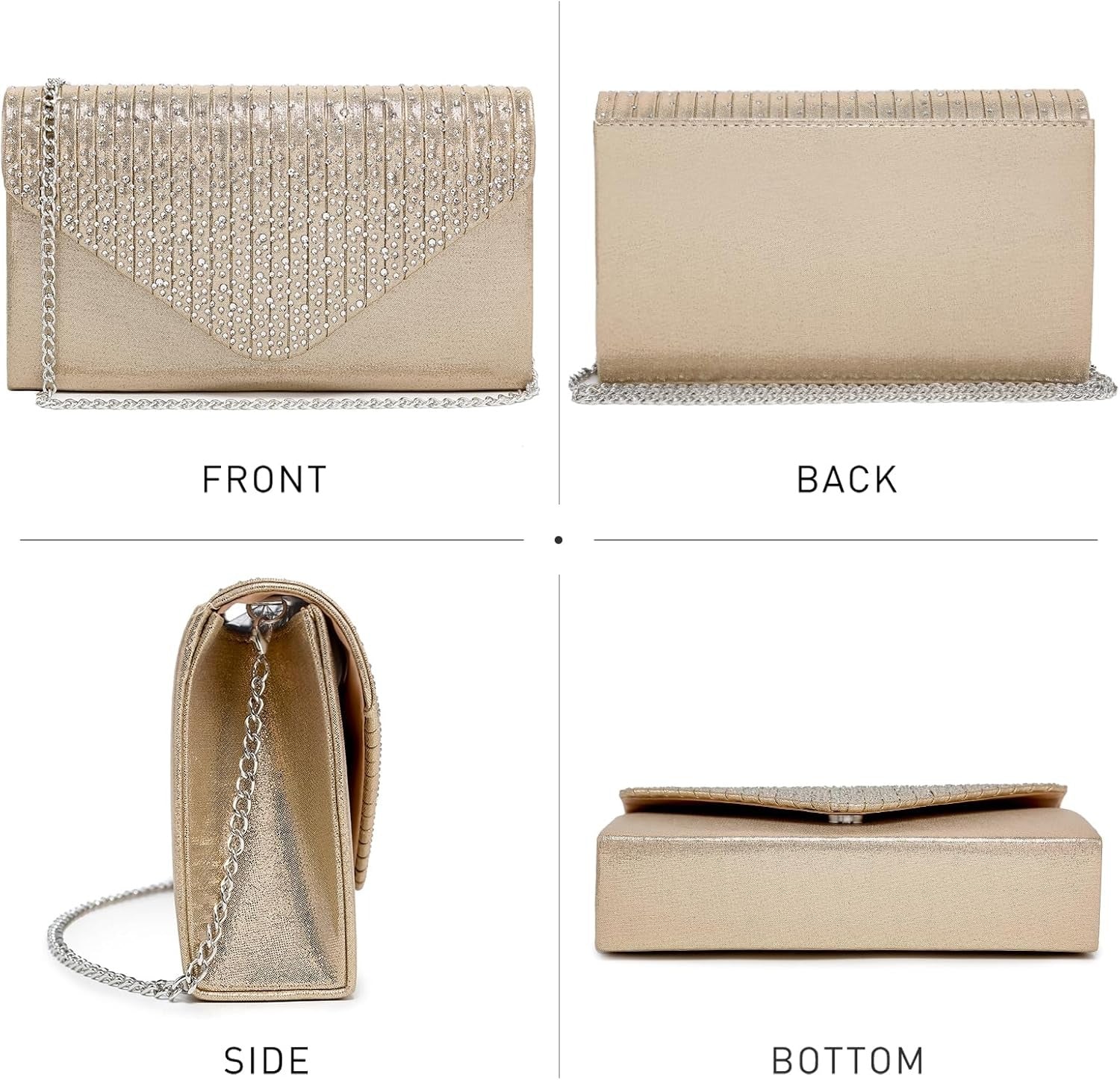 Ladies Frosted Satin Evening Clutch Purse Bag Crossbody Handbags Party Prom Wedding Envelope