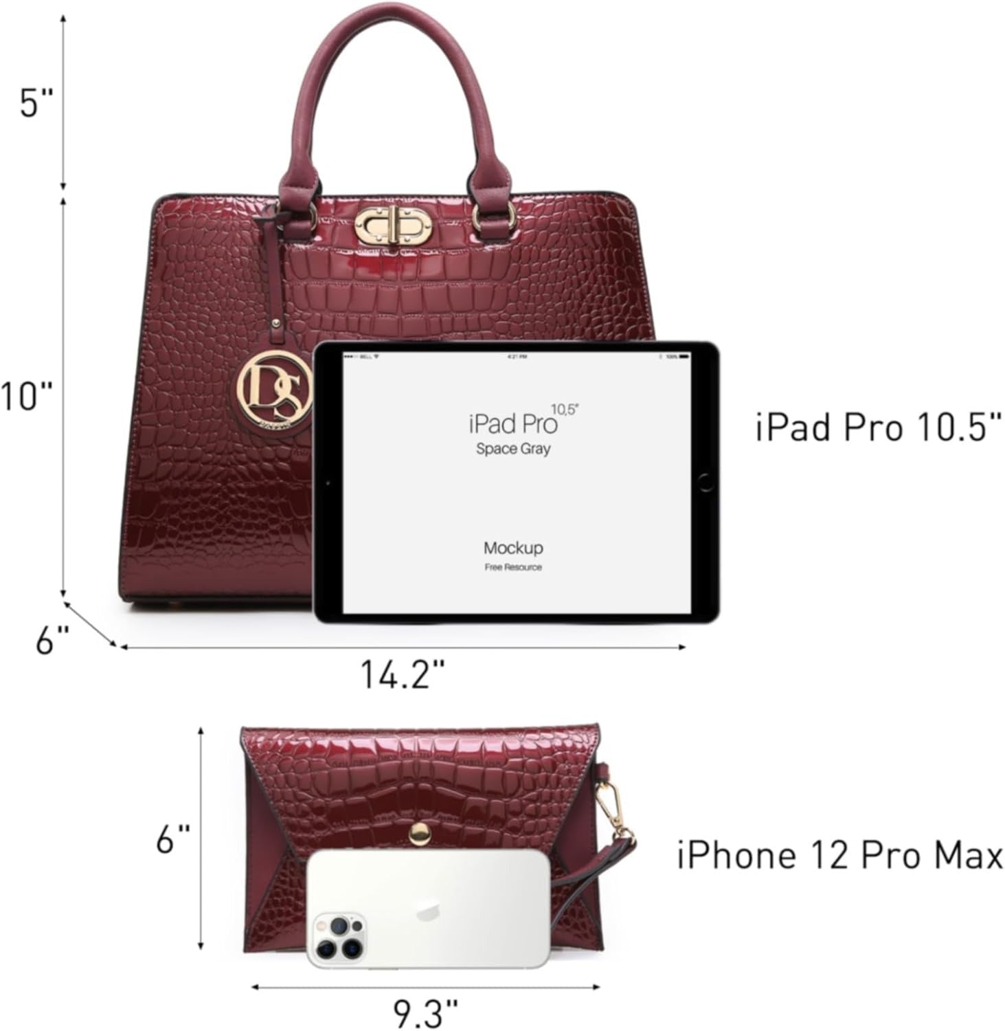 Women Handbags Purses Ladies Work Purse Satchel Tote Top Handle Shoulder Bags with Matching Clutch