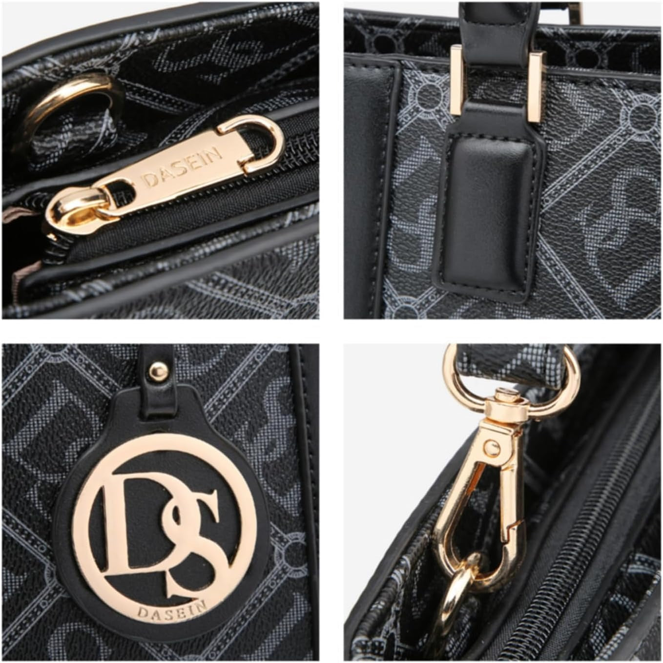 Women Satchel Purse Handbag Shoulder Bag Work Tote Bag with Matching Clutch