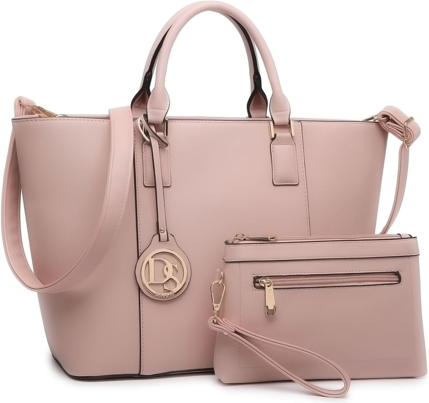 Women Satchel Purse Handbag Shoulder Bag Work Tote Bag with Matching Clutch