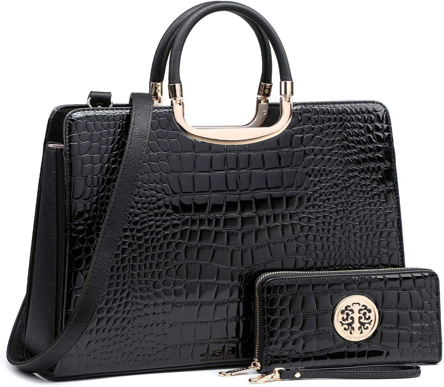 Womens Crocodile Handbag Top Handle Shoulder Bag Tote Satchel Purse Work Bag