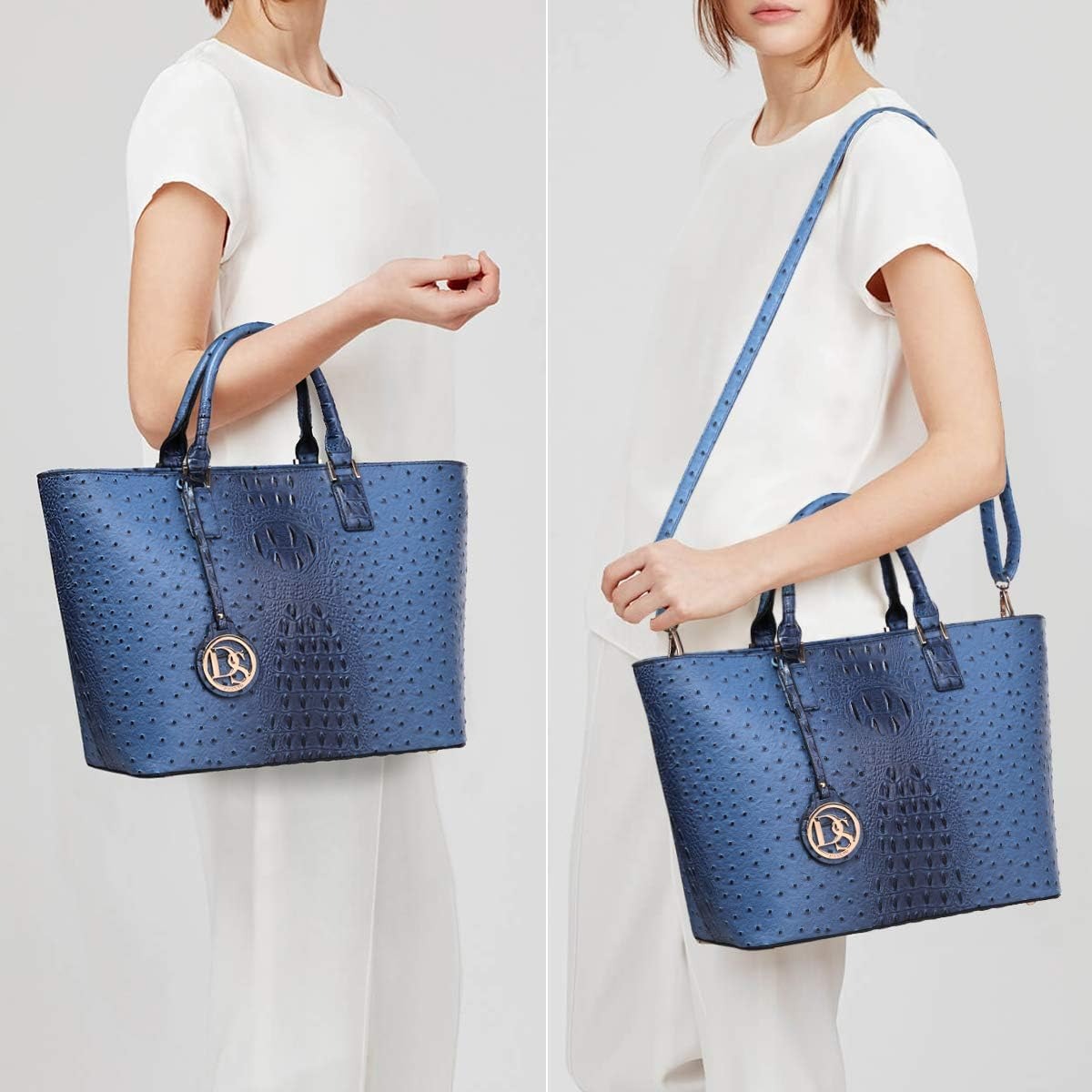 Women Satchel Purse Handbag Shoulder Bag Work Tote Bag with Matching Clutch