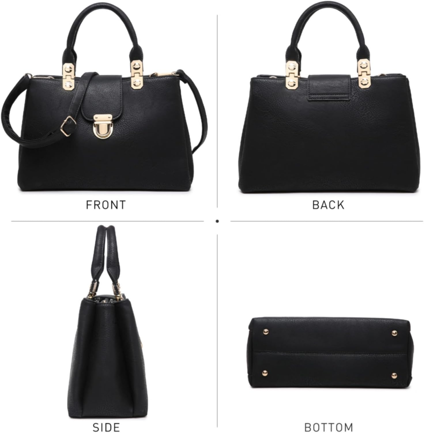 Women Satchel Handbags Top Handle Purse Medium Tote Bag Vegan Leather Shoulder Bag