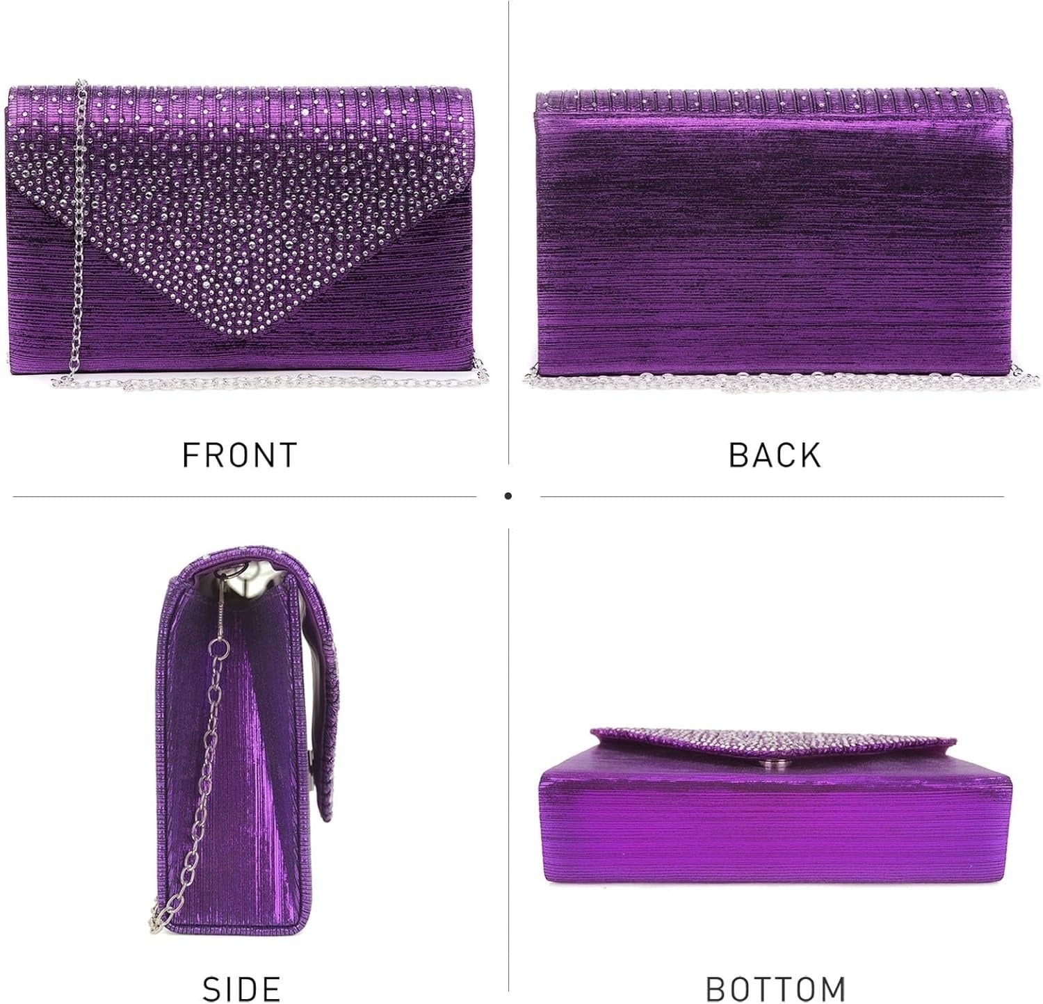 Ladies Frosted Satin Evening Clutch Purse Bag Crossbody Handbags Party Prom Wedding Envelope