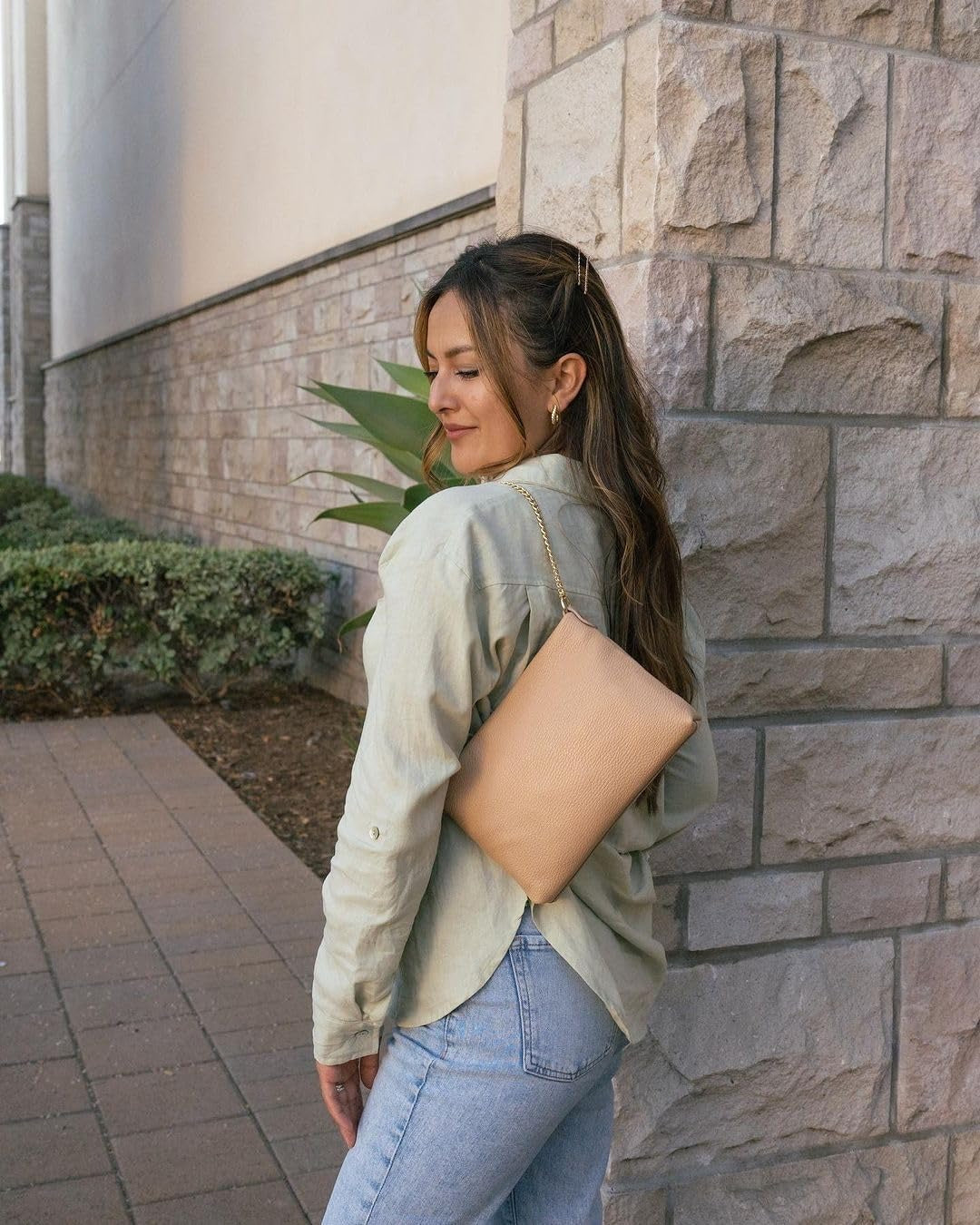 Italian Genuine Leather Handbag for Women Clutch Evening Bag Gold Chain Strap Shoulder Bag Crossbody Purse