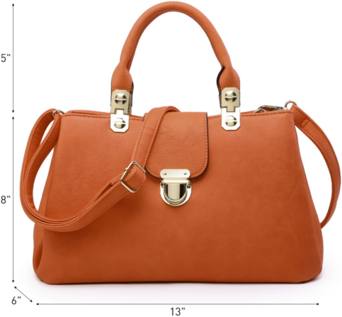 Women Satchel Handbags Top Handle Purse Medium Tote Bag Vegan Leather Shoulder Bag