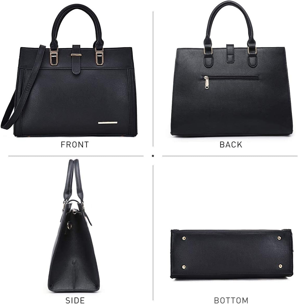 Women's Handbag Flap-over Belt Shoulder Bag Top Handle Tote Satchel Purse Work Bag w/Matching Wristlet