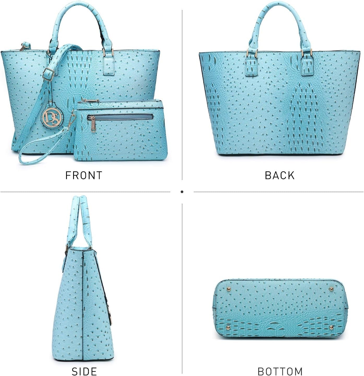 Women Satchel Purse Handbag Shoulder Bag Work Tote Bag with Matching Clutch