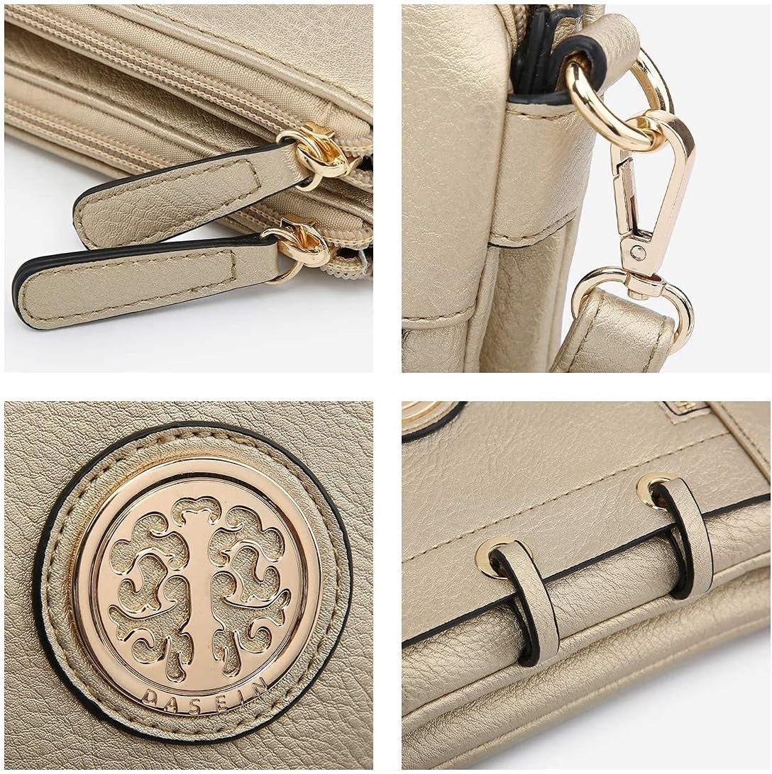 Women Lightweight Shoulder Purse Soft PU Leather Crossbody Bag Multi Pocket Travel Purses with Double Zipper