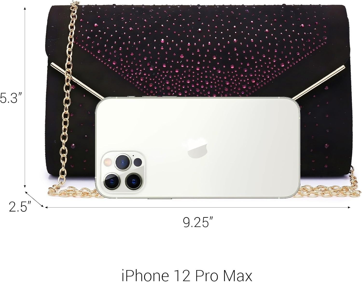 Women Rhinestone Evening Bag Faux Suede Clutch Formal Party Sparkly Purses Cocktail Wedding Handbag