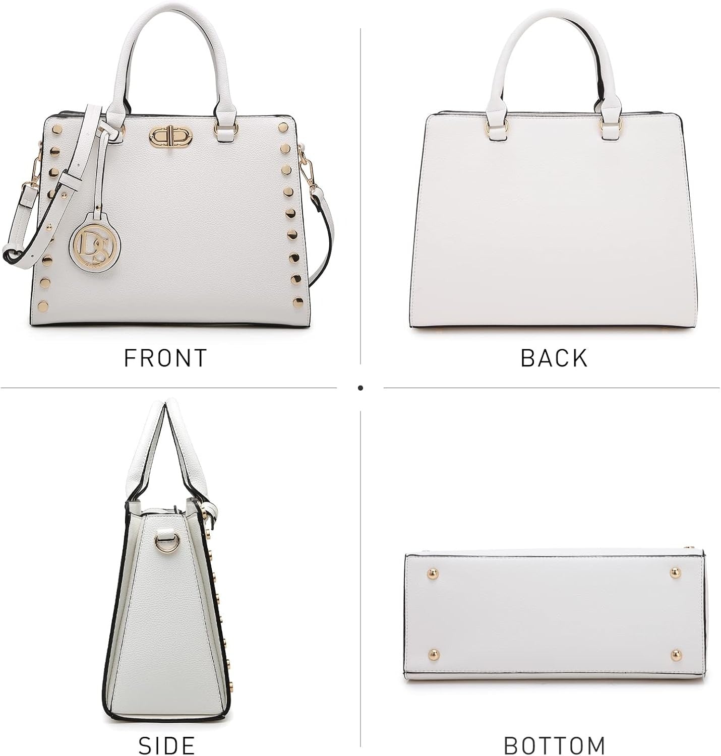 Women Medium Satchel Handbag Work Tote Shoulder Bag Top Handle Purse with Matching Clutch 2pcs Set