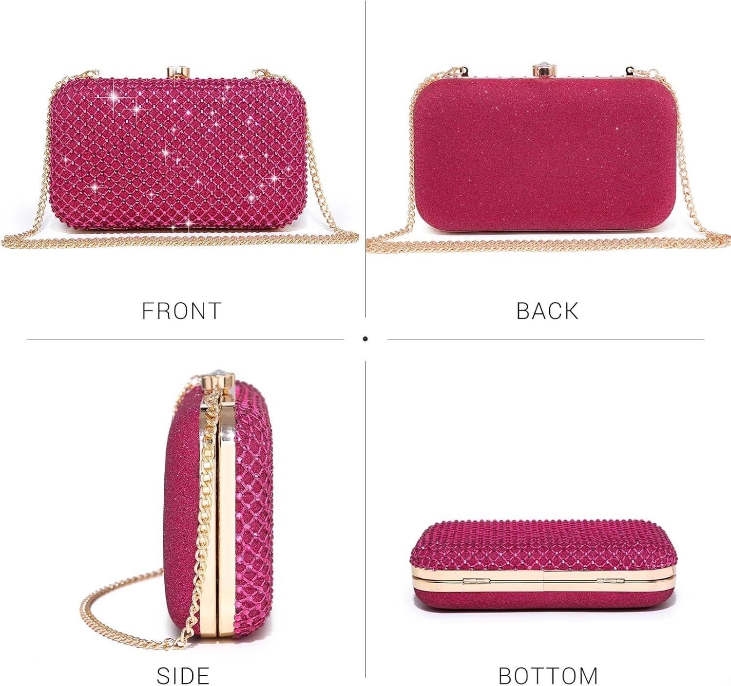 Womens Rhinestone Clutch Purse Sparkling Evening Bag with Crystal Clasp for Formal Prom Party Wedding