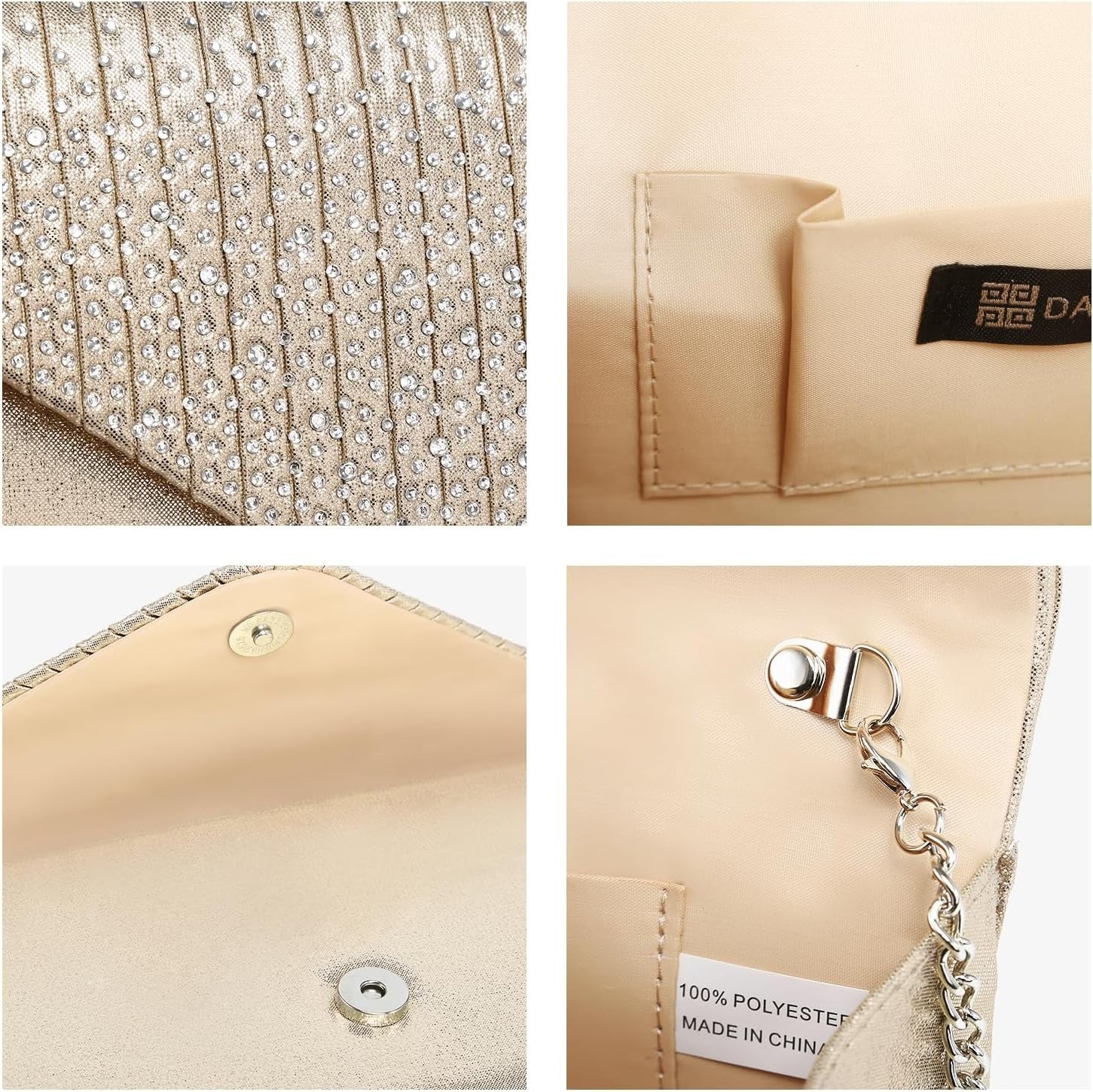 Ladies Frosted Satin Evening Clutch Purse Bag Crossbody Handbags Party Prom Wedding Envelope