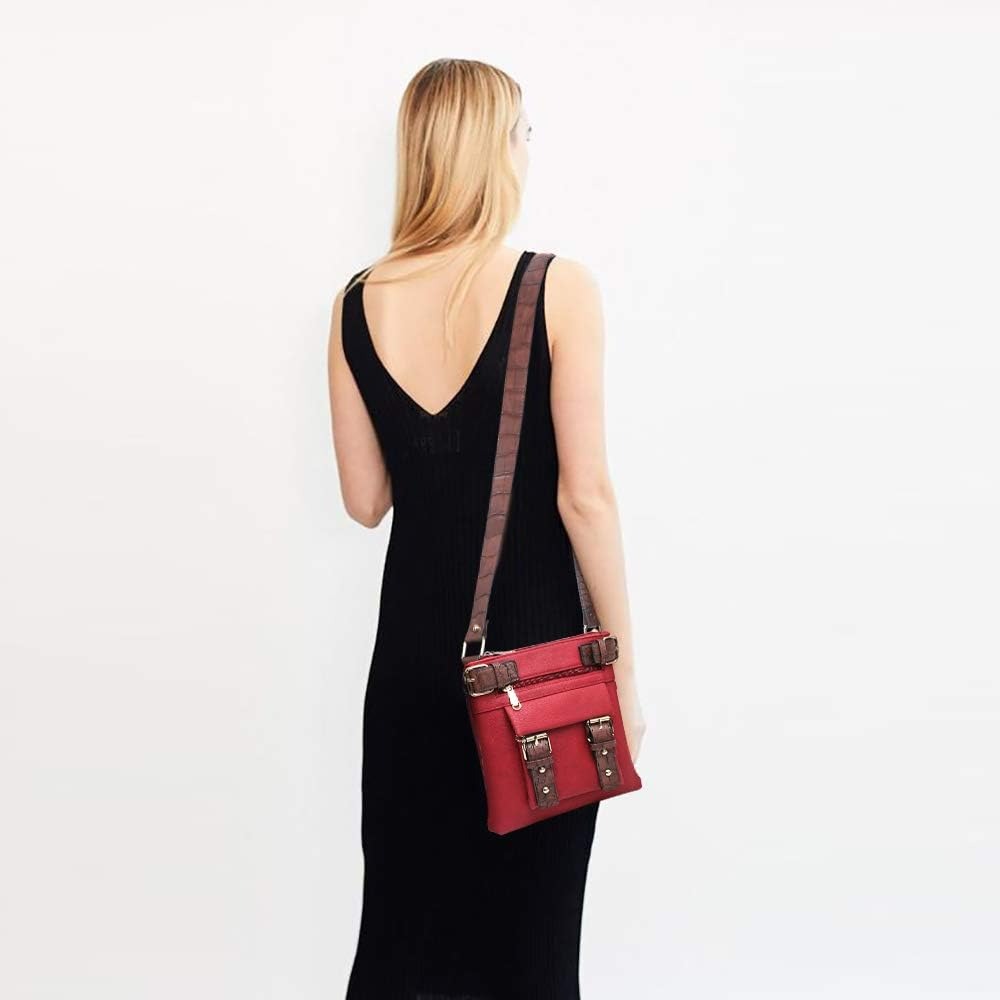 Women Lightweight Crossbody Bags Soft Vegan Leather Messenger Bag Shoulder Bag Travel Purse