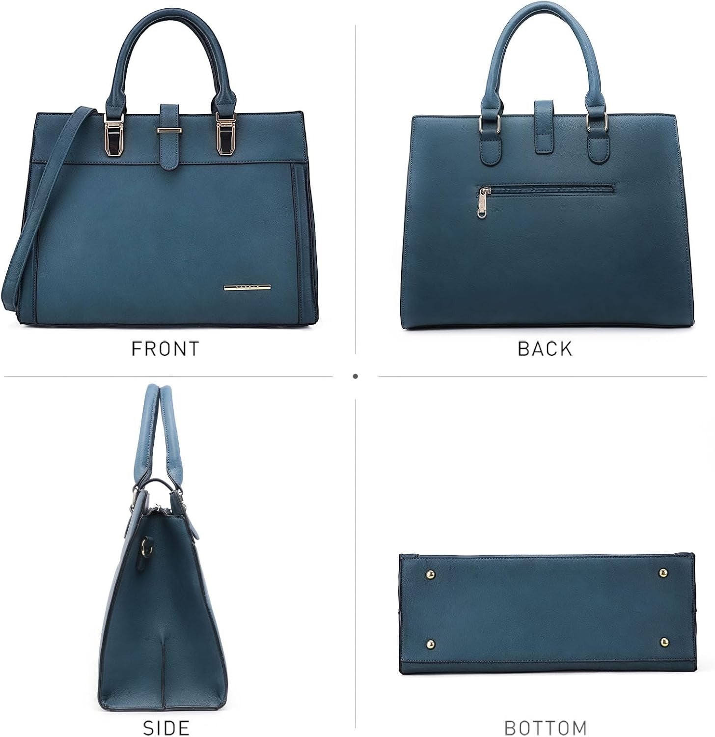 Women's Handbag Flap-over Belt Shoulder Bag Top Handle Tote Satchel Purse Work Bag w/Matching Wristlet