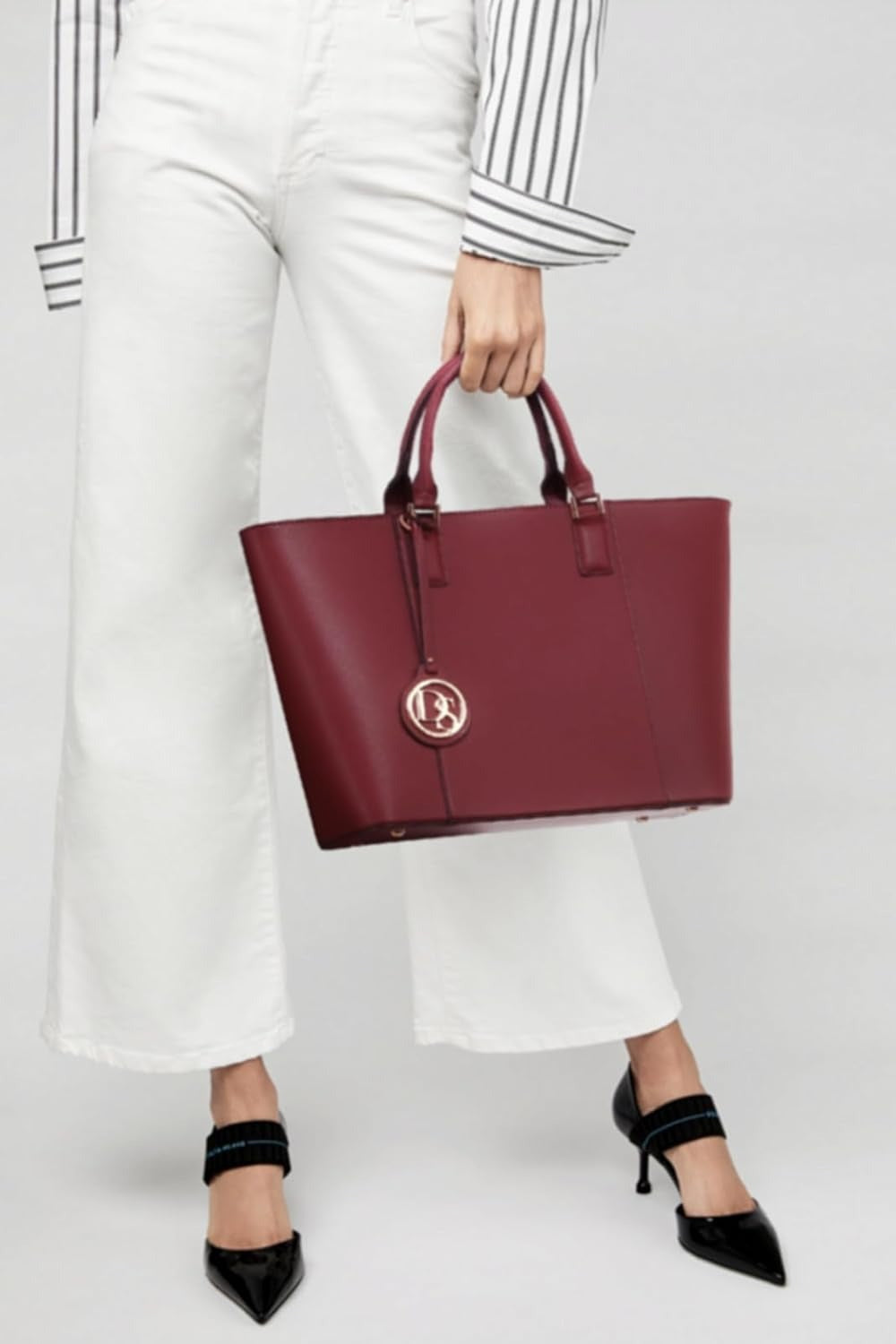 Women Satchel Purse Handbag Shoulder Bag Work Tote Bag with Matching Clutch