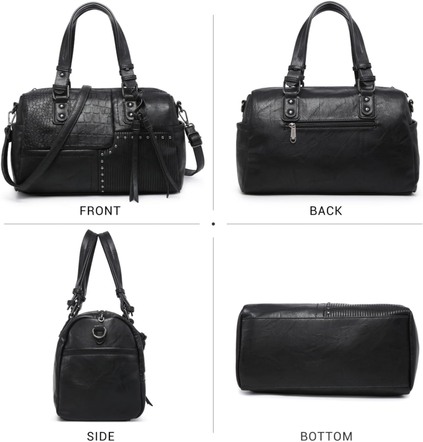 Women Soft Vegan Leather Barrel Bags Large Hobo Top Handle Work Totes Satchel Handbags Shoulder Purse