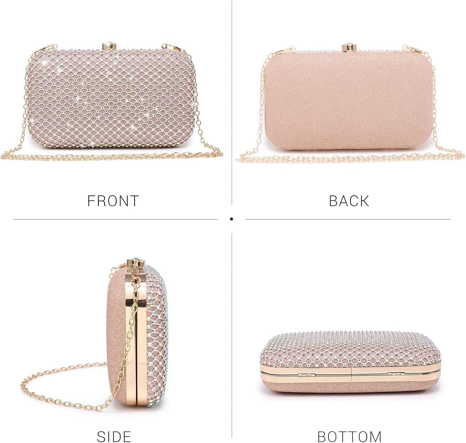 Womens Rhinestone Clutch Purse Sparkling Evening Bag with Crystal Clasp for Formal Prom Party Wedding