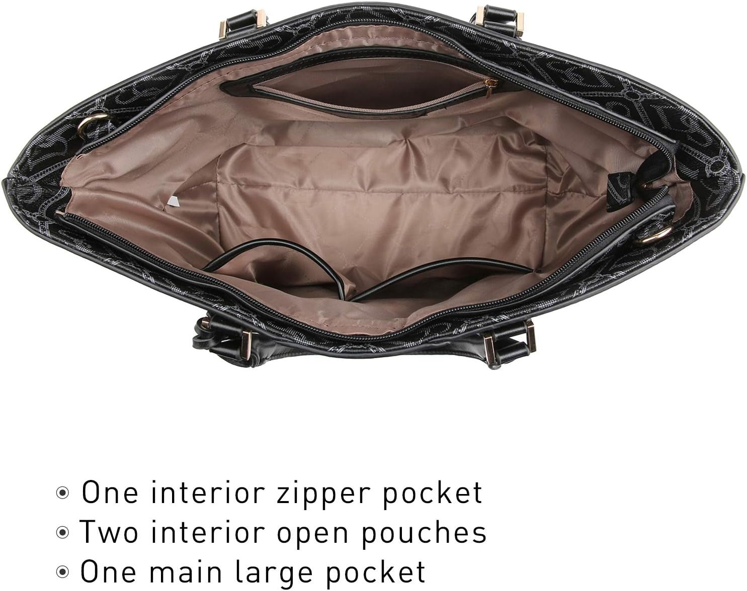 Women Satchel Purse Handbag Shoulder Bag Work Tote Bag with Matching Clutch