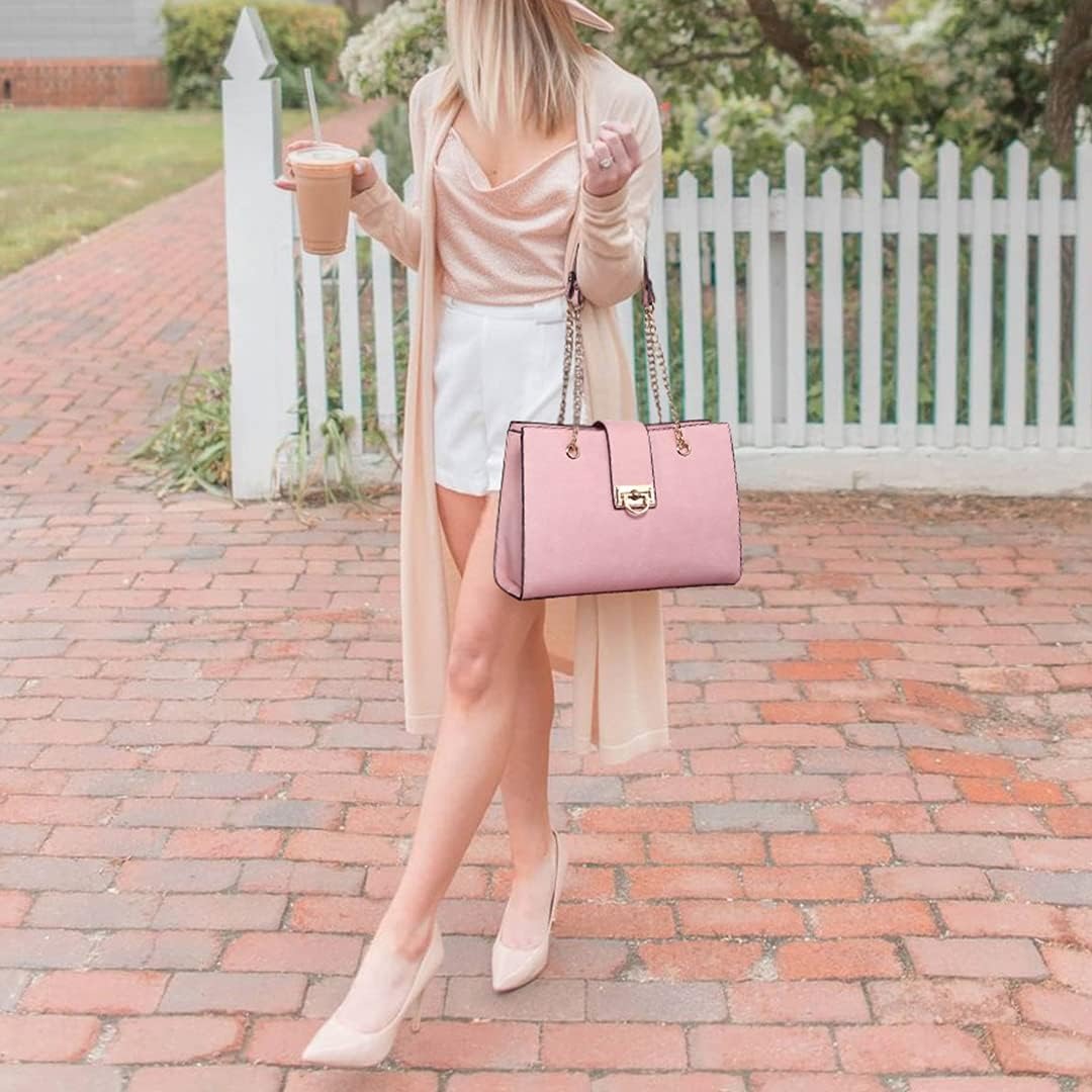 Leather Handbag Tote Hobo Bag for Women Shoulder Purse Top Handle Satchel Bag with Matching Clutch