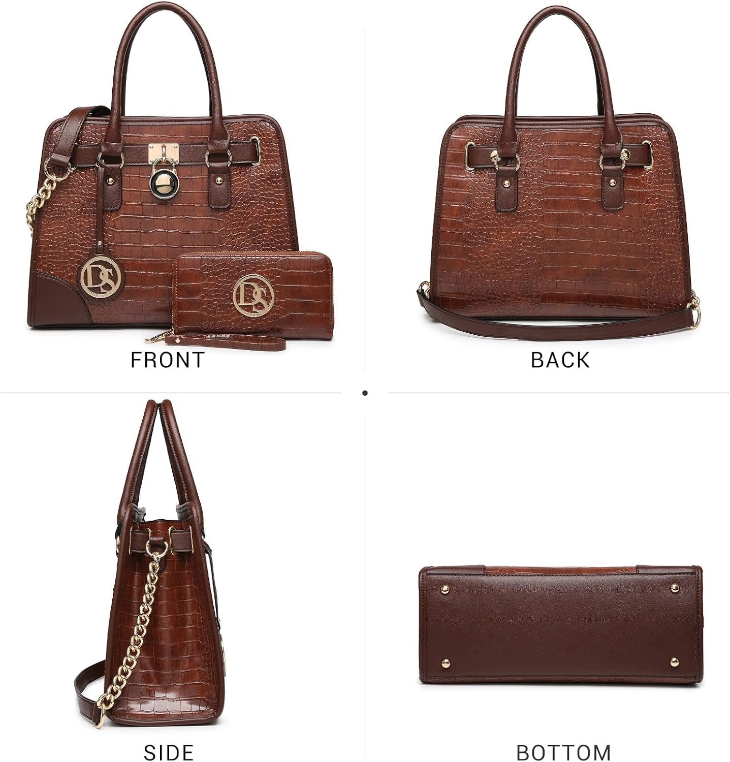 Women Handbags Top Handle Satchel Purse Shoulder Bag Hobo Bag Work Bag Set 2pcs