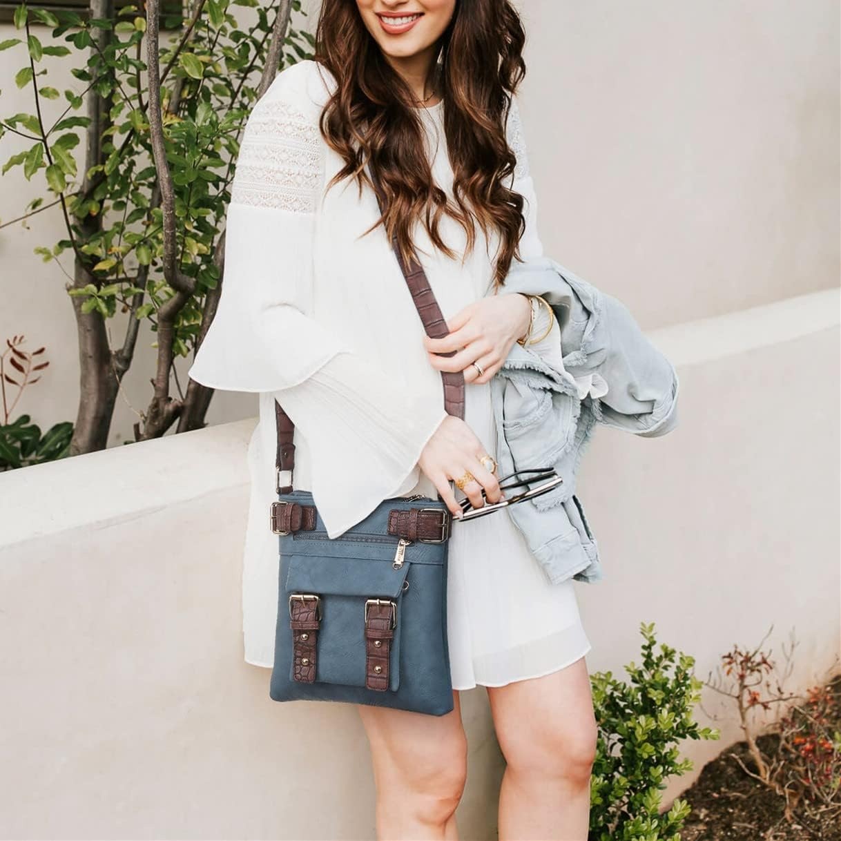 Women Lightweight Crossbody Bags Soft Vegan Leather Messenger Bag Shoulder Bag Travel Purse