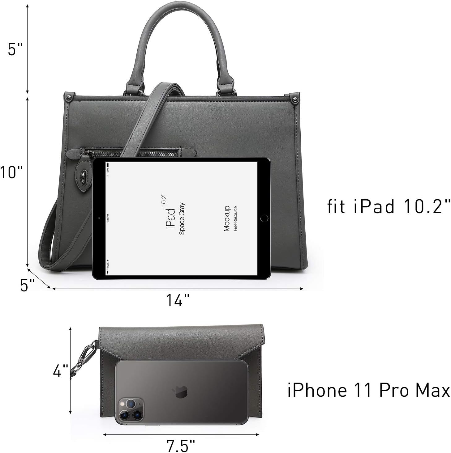 Women Purses Satchel Handbags Top Handle Bags Work Tote Shoulder Bag With Long Strap Matching Wallet | Work Tote, With Long Strap, Matching Wallet