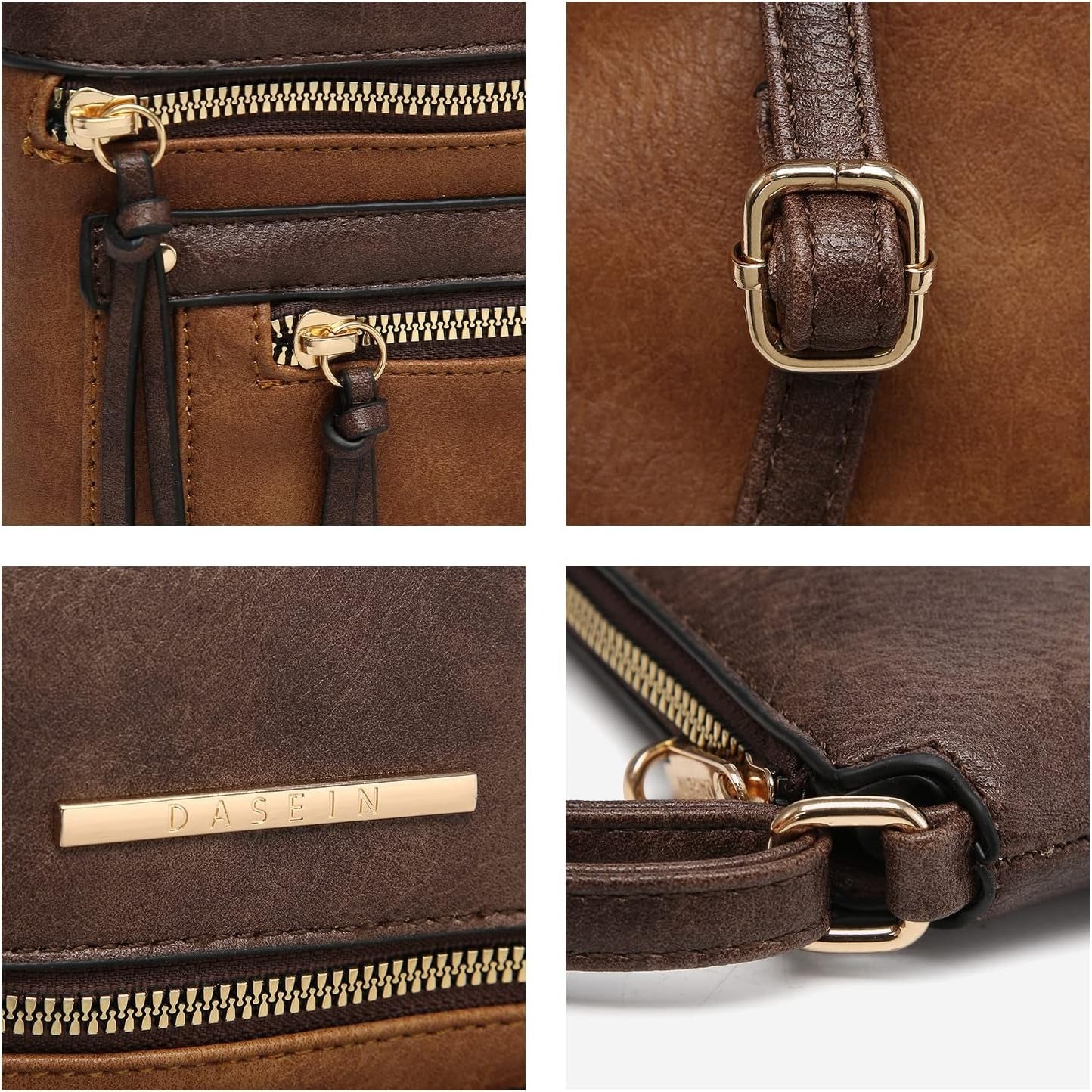 Crossbody Purse for Women Vegan Leather Shoulder Handbags Messenger Bags with Multi Zipper Pockets