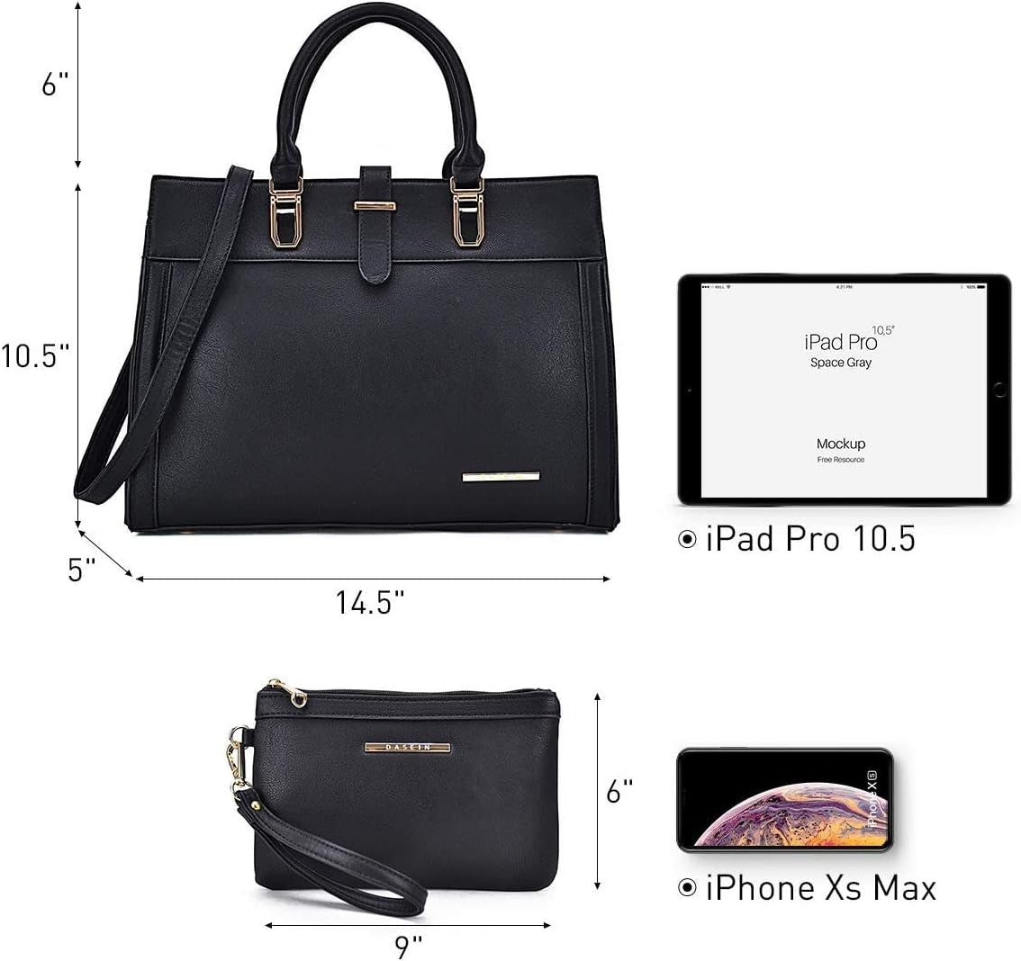 Women's Handbag Flap-over Belt Shoulder Bag Top Handle Tote Satchel Purse Work Bag w/Matching Wristlet