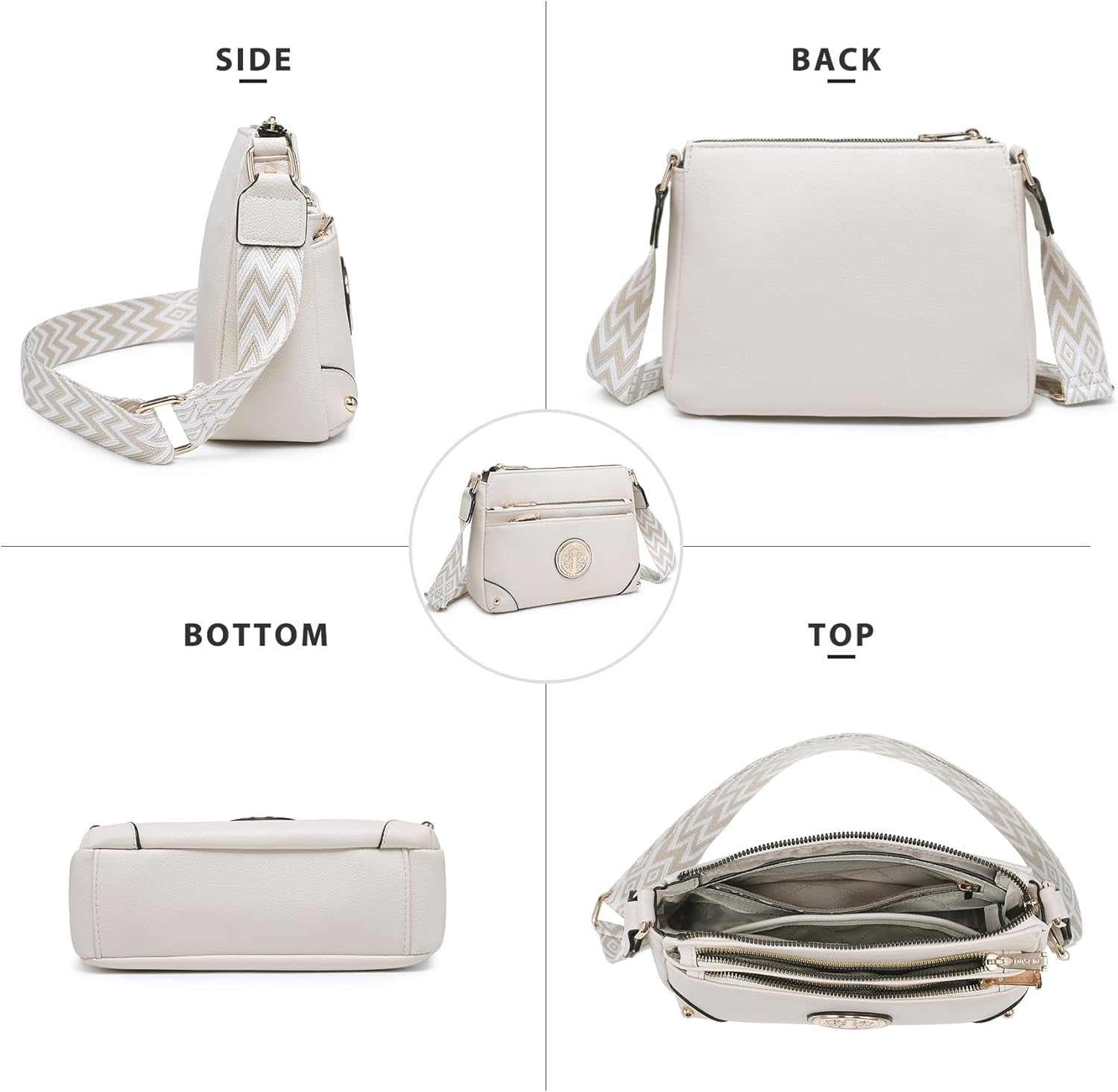 Crossbody Purses for Women Trendy Multi Pockets Shoulder Bag Medium Handbags with Guitar Strap