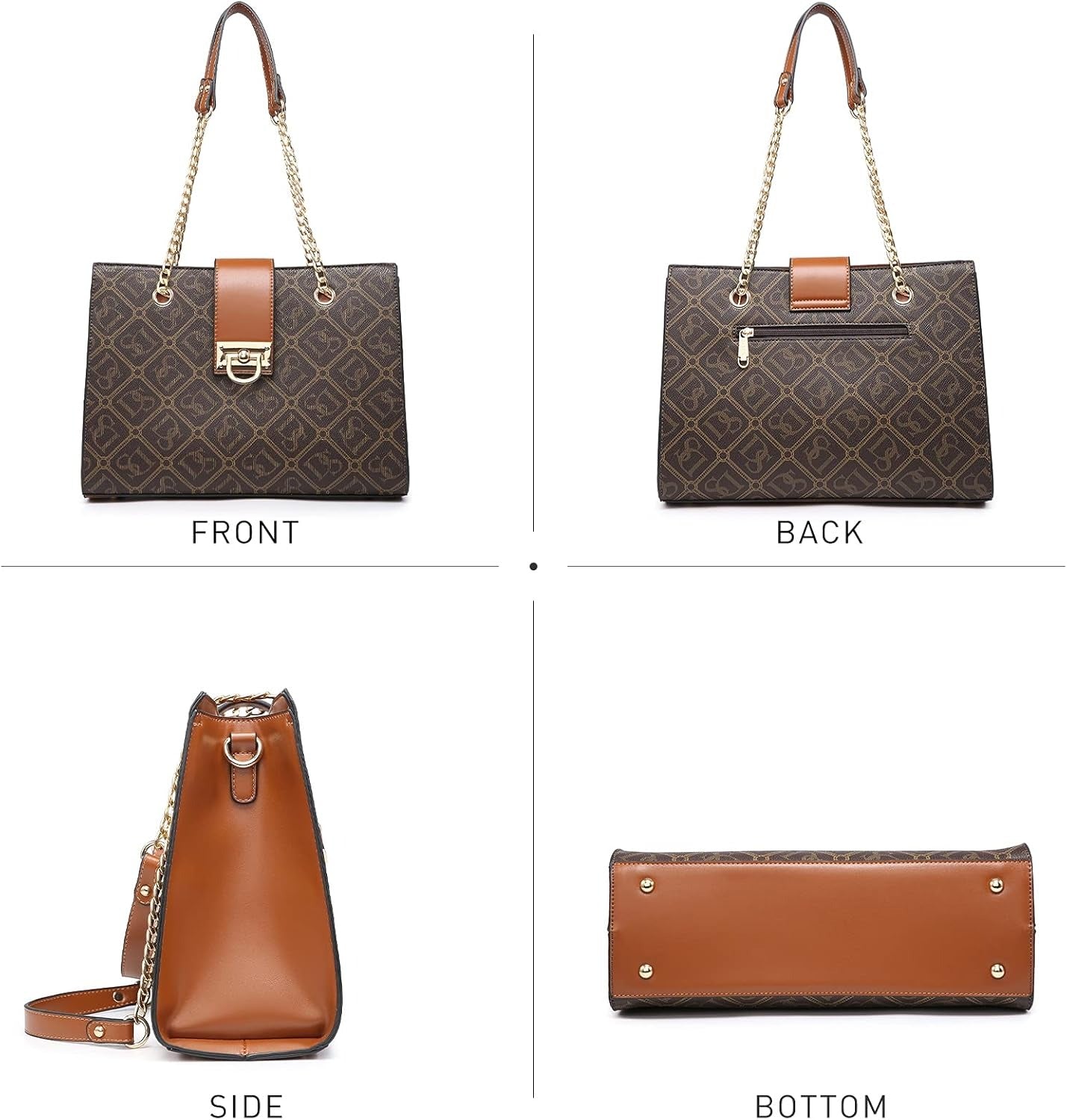 Leather Handbag Tote Hobo Bag for Women Shoulder Purse Top Handle Satchel Bag with Matching Clutch