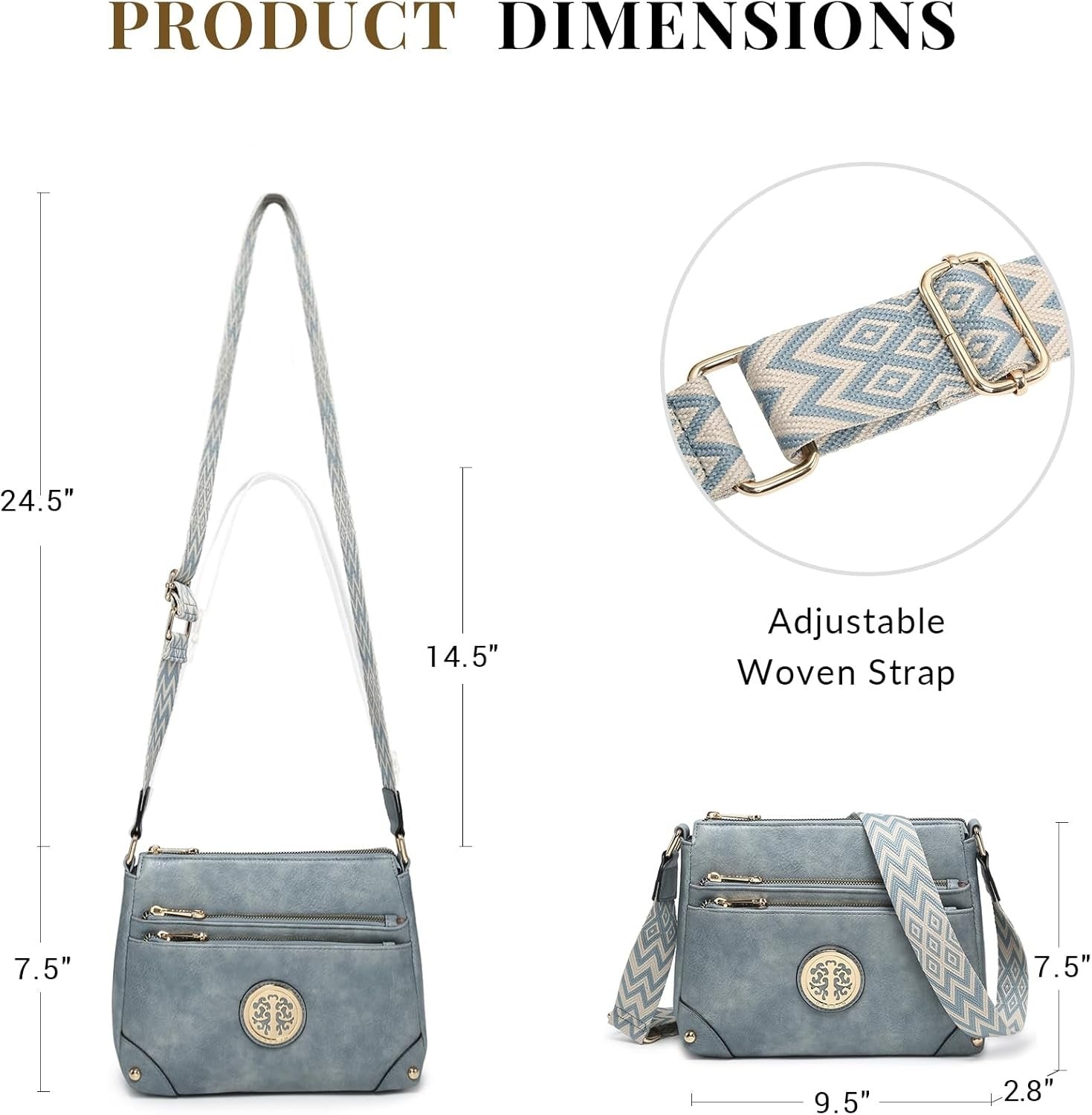 Crossbody Purses for Women Trendy Multi Pockets Shoulder Bag Medium Handbags with Guitar Strap