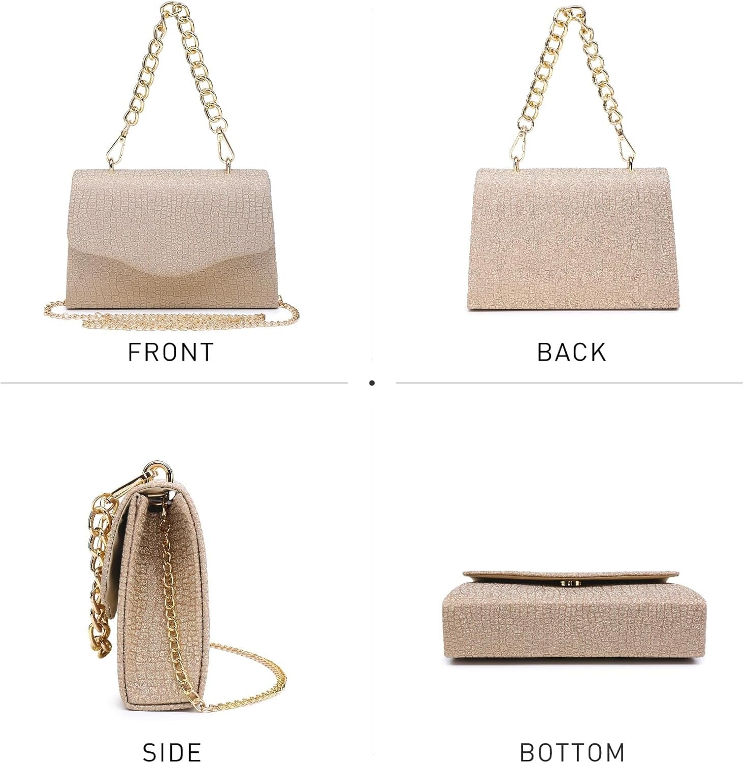 Women Sparkling Glitter Evening Handbag Top Handle Clutch Purse for Wedding Party Prom Cocktail Bridal