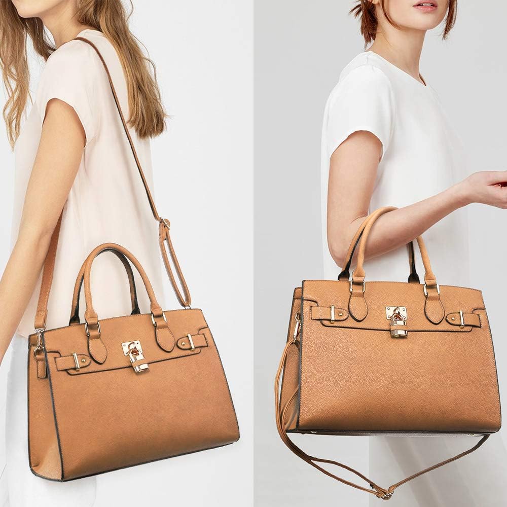 Women Handbags and Purses Ladies Shoulder Bag Top Handle Satchel Tote Work Bag with Matching Clutch